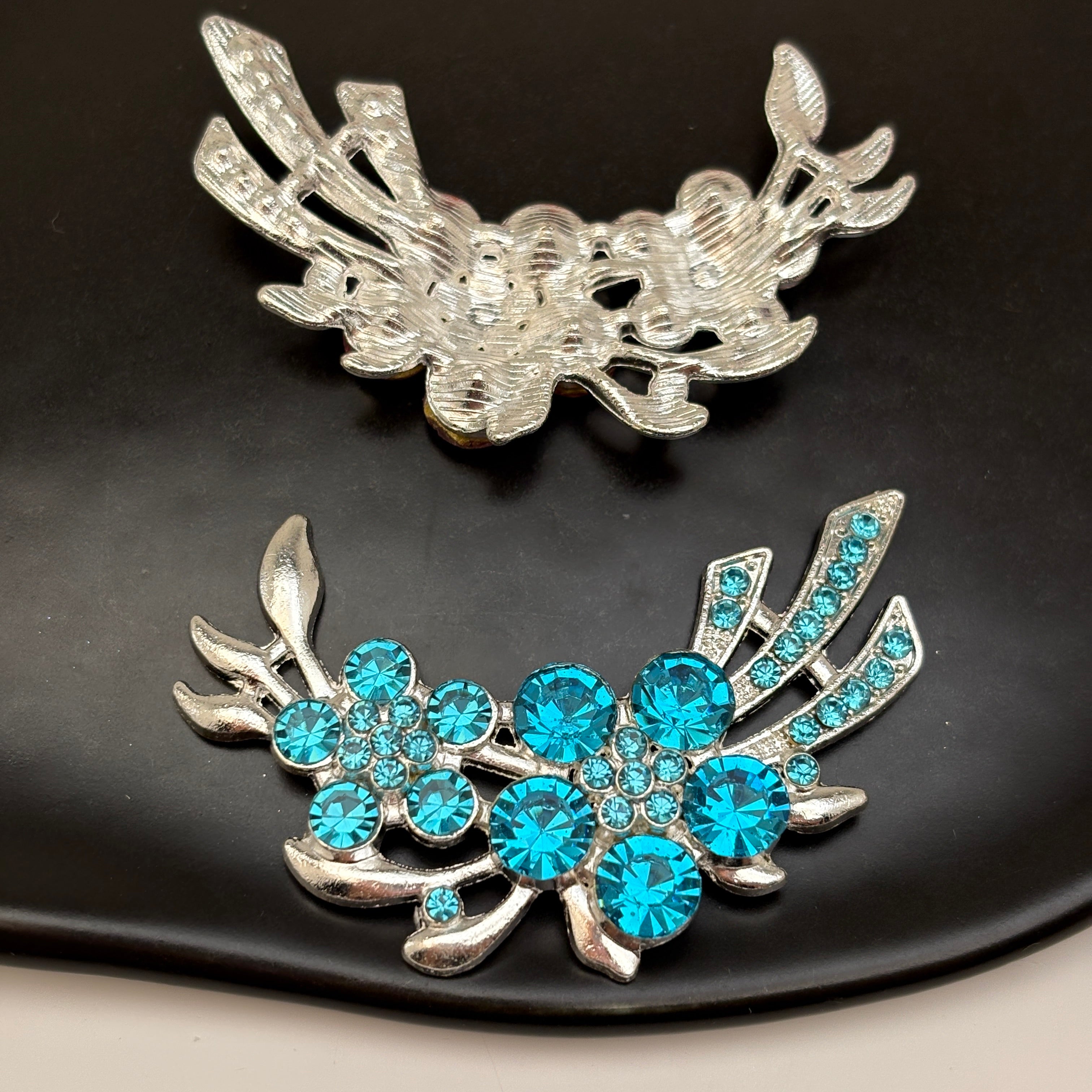FS5428- 53*35Mm 2 Flower Metal Charms Double Flower Metal Patches
