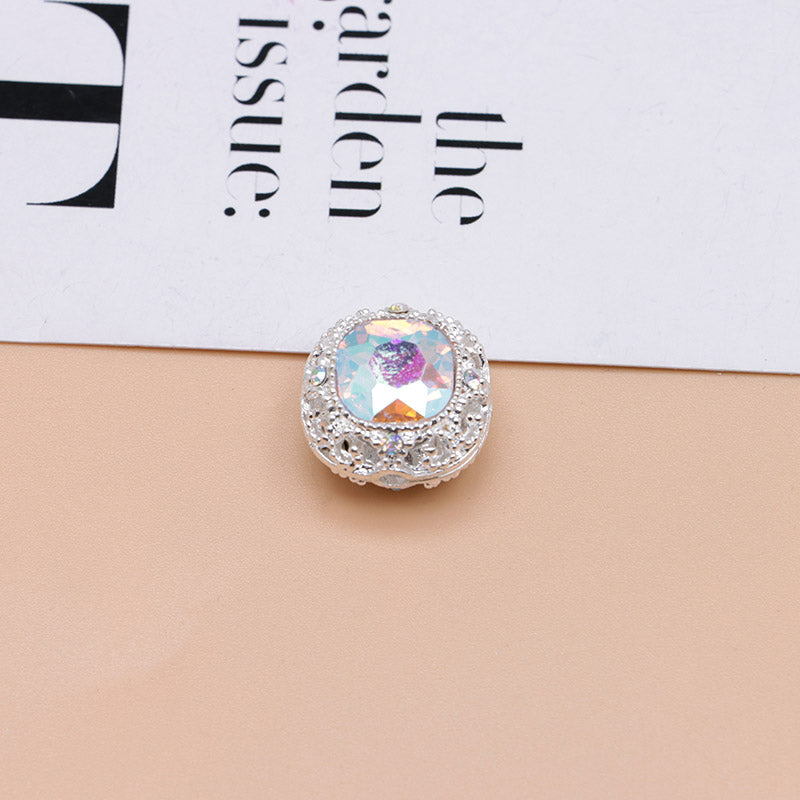 FS4846- 17mm×17mm Square Mocha Alloy Beads That Can Pass Through A Pen