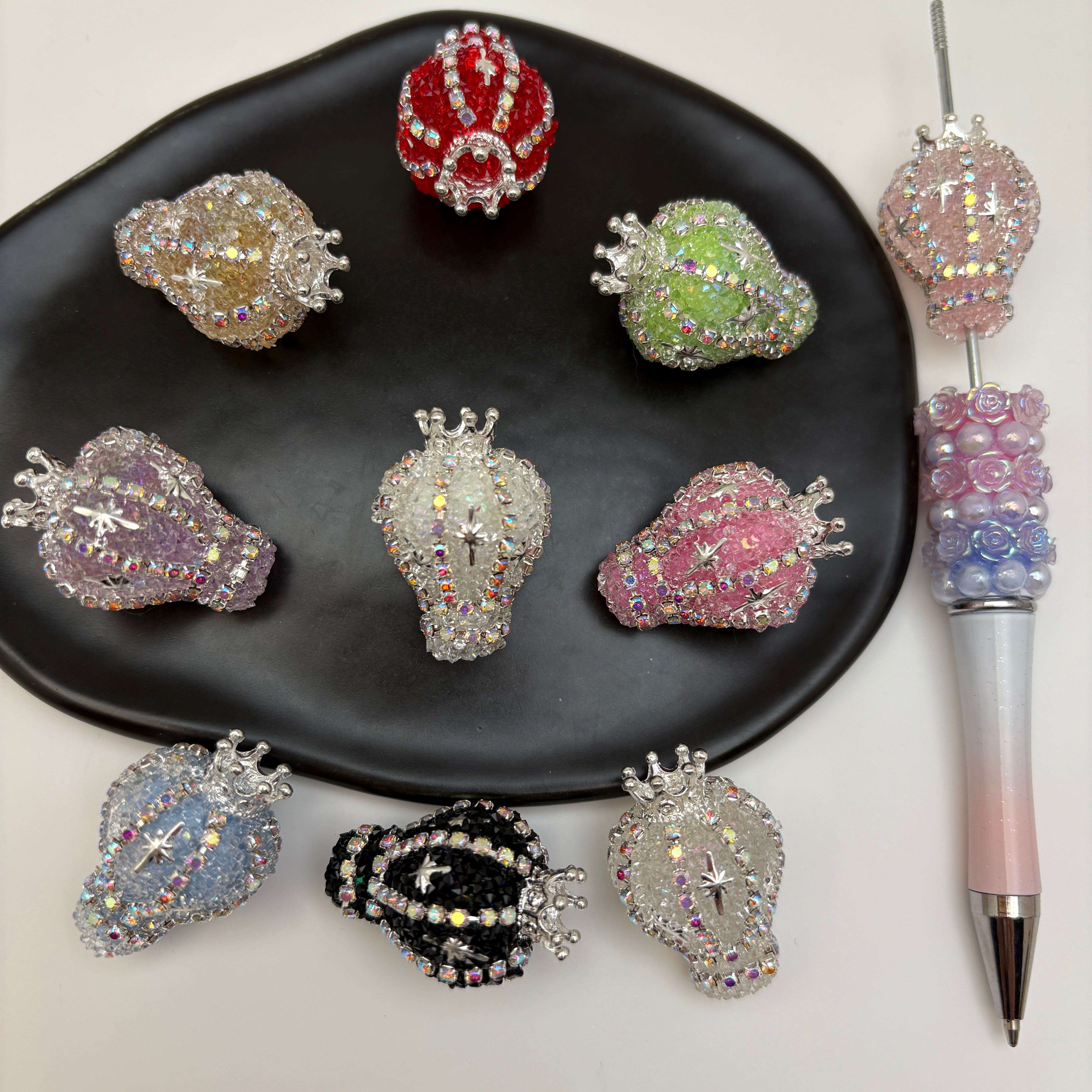 FS5434- 31mm Diamond-encrusted And Chain Crown Small Hot Air Balloon Beads
