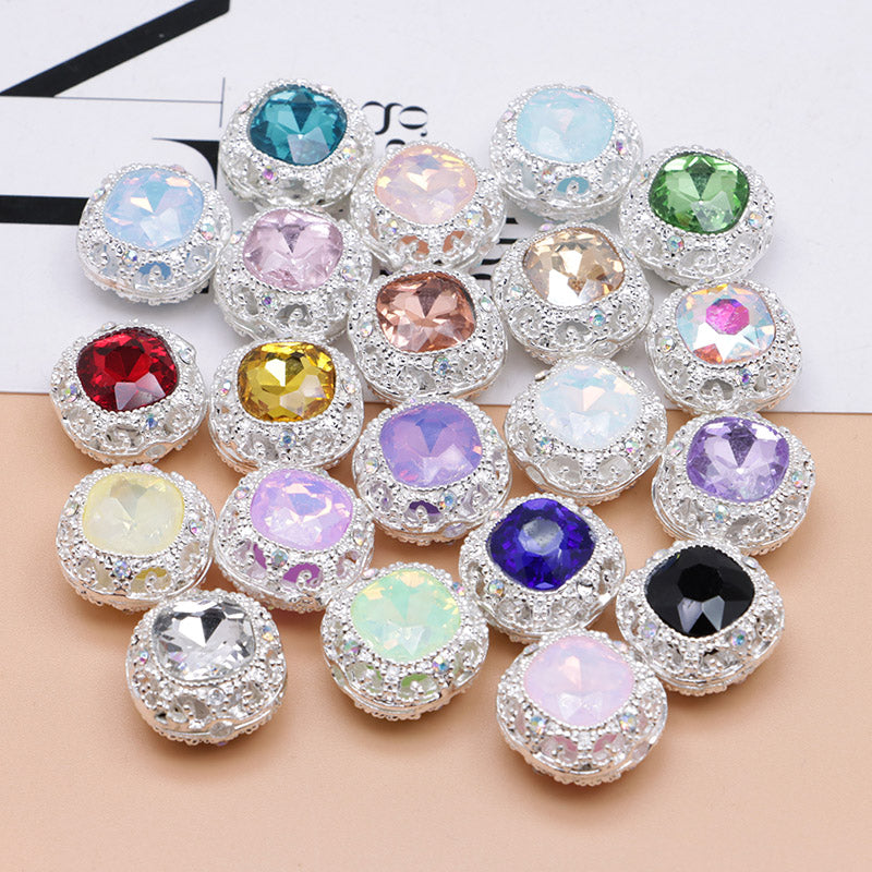 FS4846- 17mm×17mm Square Mocha Alloy Beads That Can Pass Through A Pen