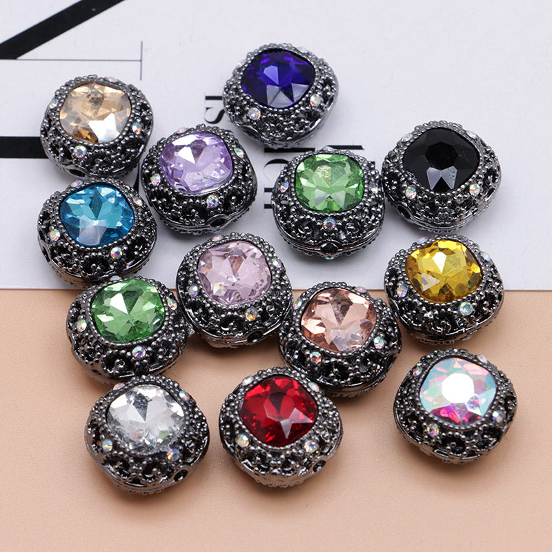 FS4846- 17mm×17mm Square Mocha Alloy Beads That Can Pass Through A Pen