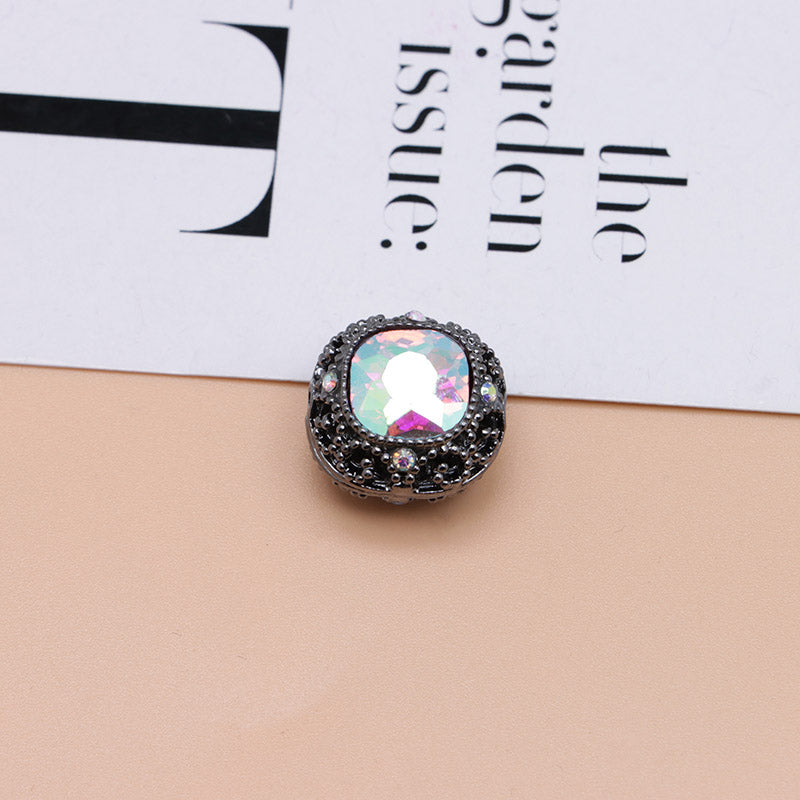 FS4846- 17mm×17mm Square Mocha Alloy Beads That Can Pass Through A Pen