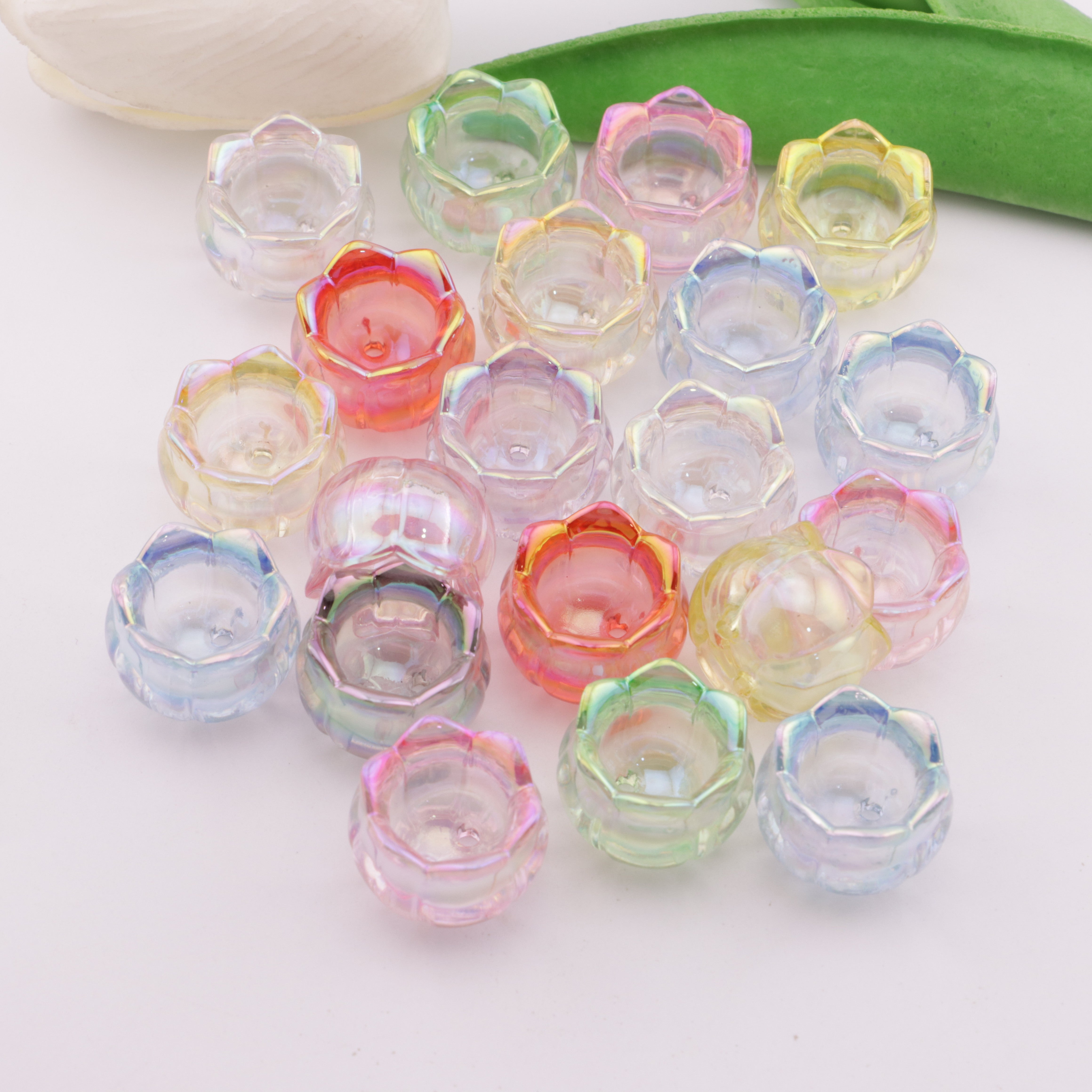 FS6060- 12×28mm Mixed-Color Uv Glow-In-The-Dark Double-Hole Lace Lily-Of-The-Valley