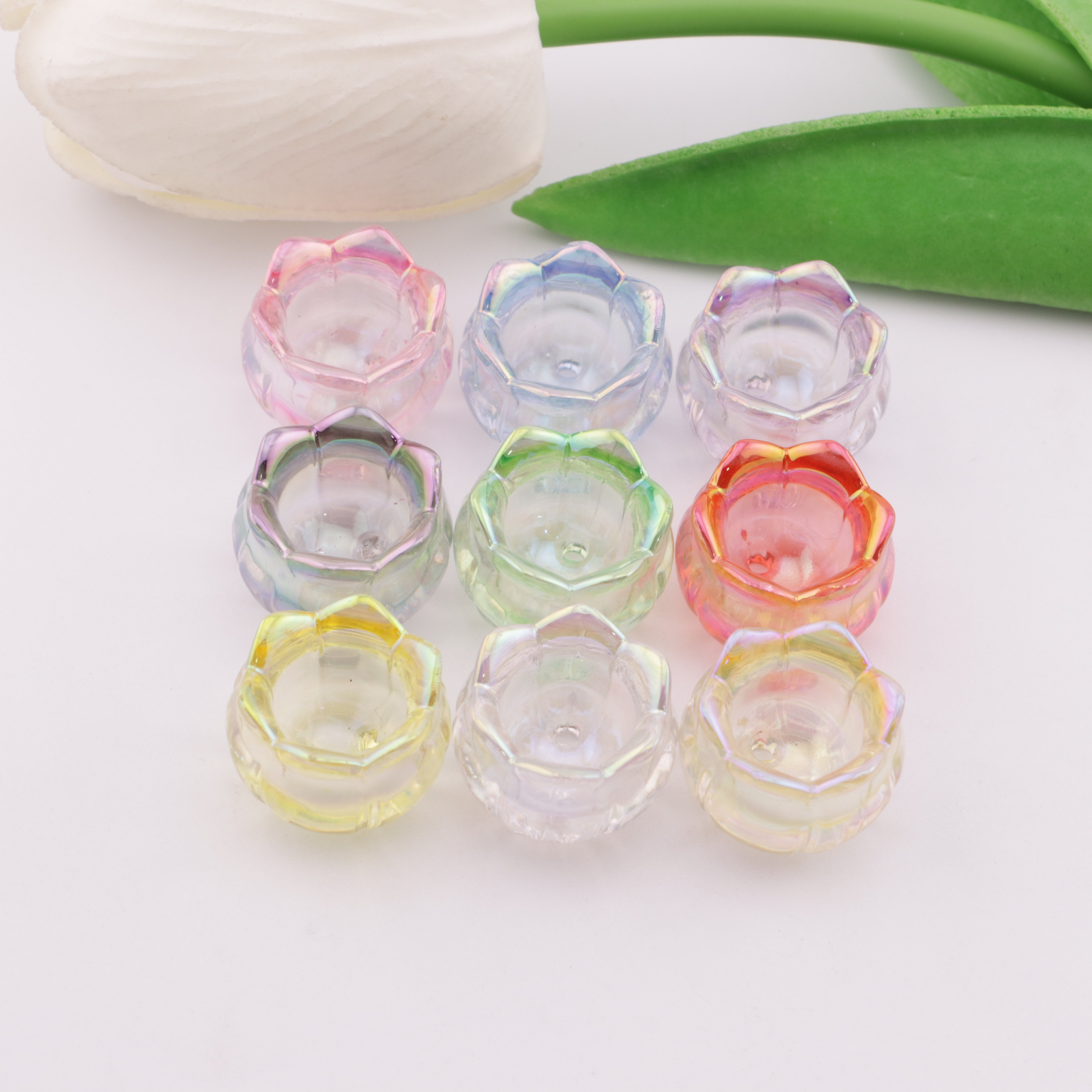FS6060- 12×28mm Mixed-Color Uv Glow-In-The-Dark Double-Hole Lace Lily-Of-The-Valley