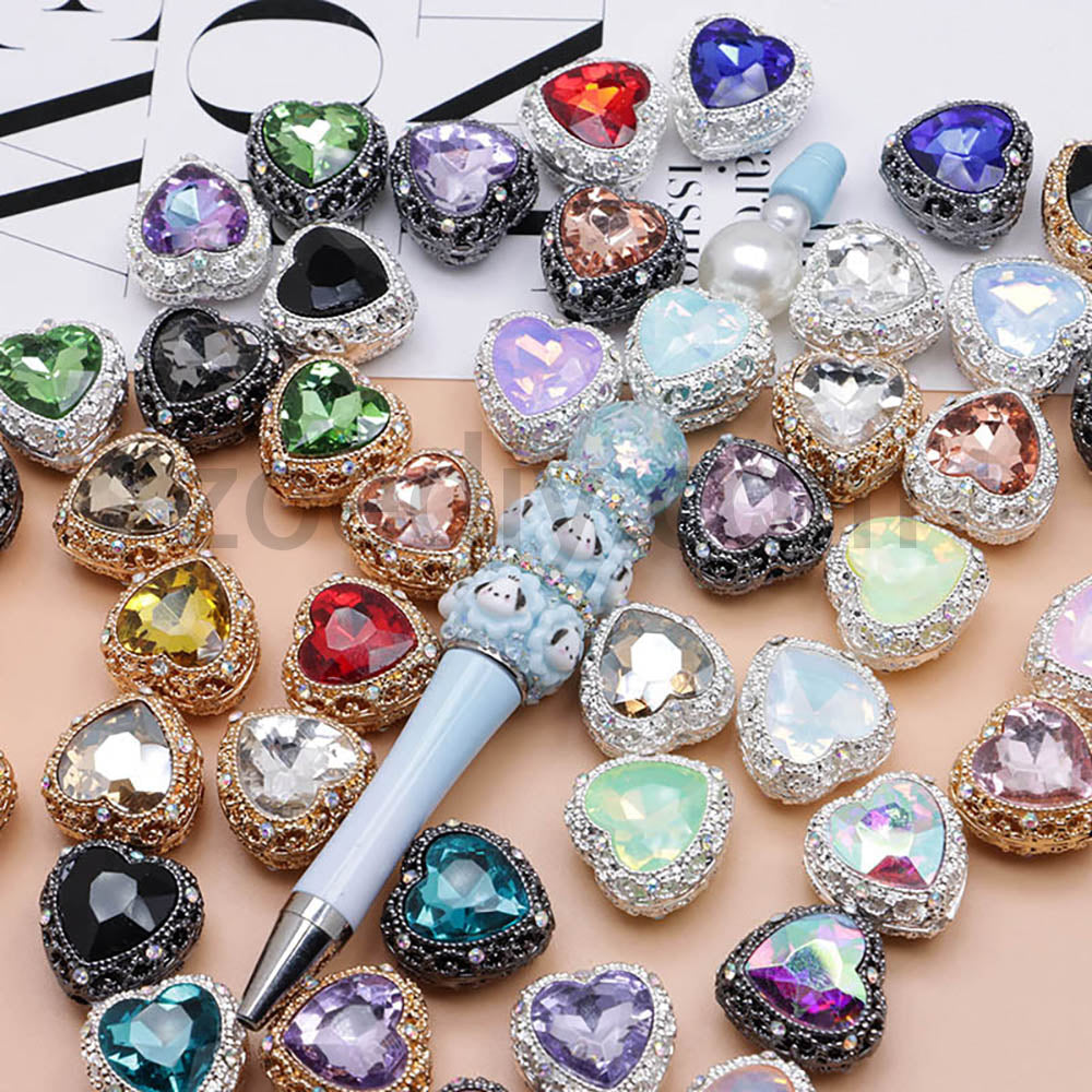 FS4845-Hollowed Heart Diamond Beads Fit For Beadable Pens