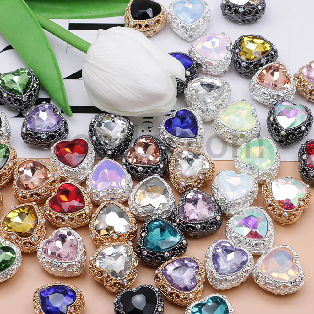 FS4845-Hollowed Heart Diamond Beads Fit For Beadable Pens