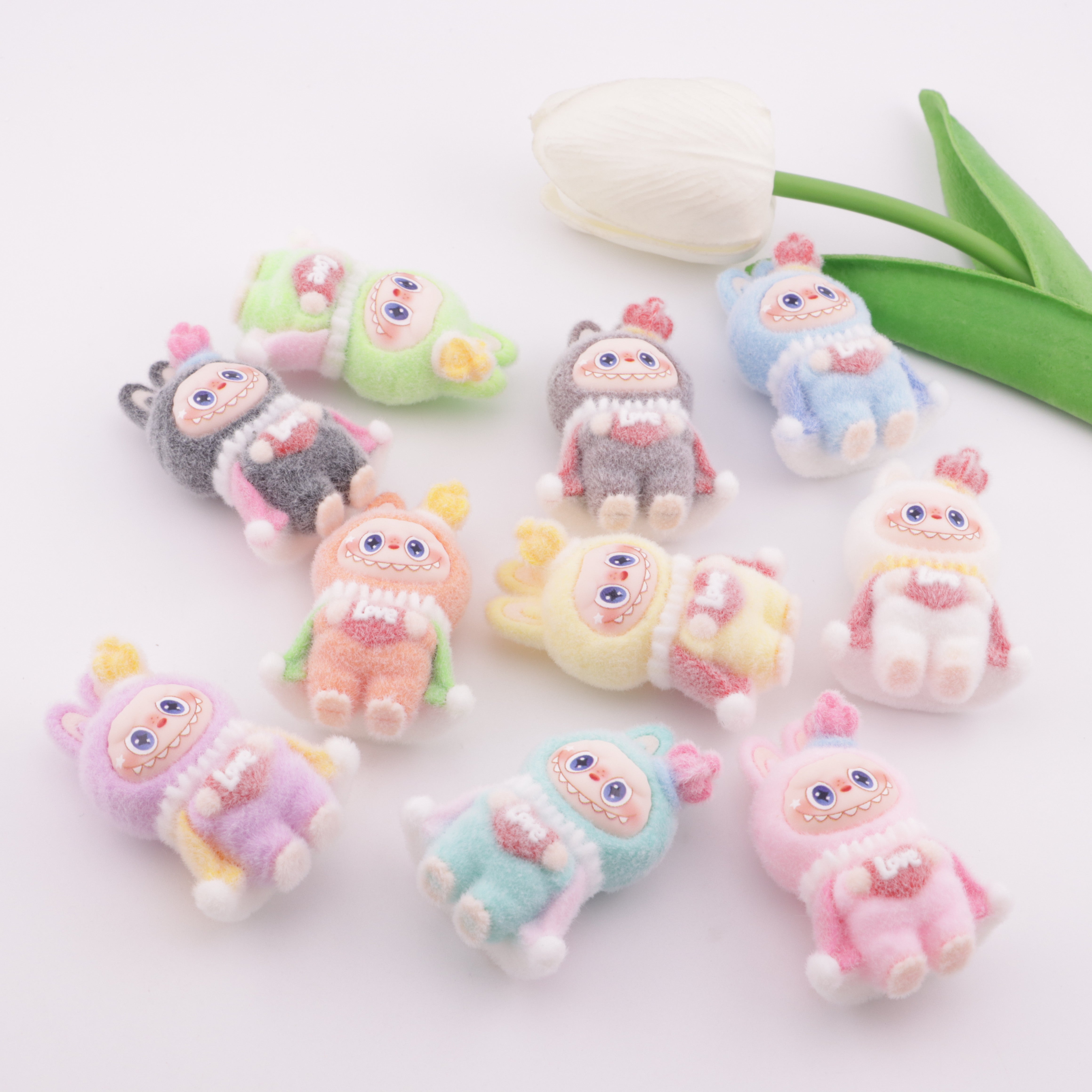 FS6099- 10 PCS/Set LBB Charms Flocked Hand - Held Heart - Shaped Crown Bubu Decorations