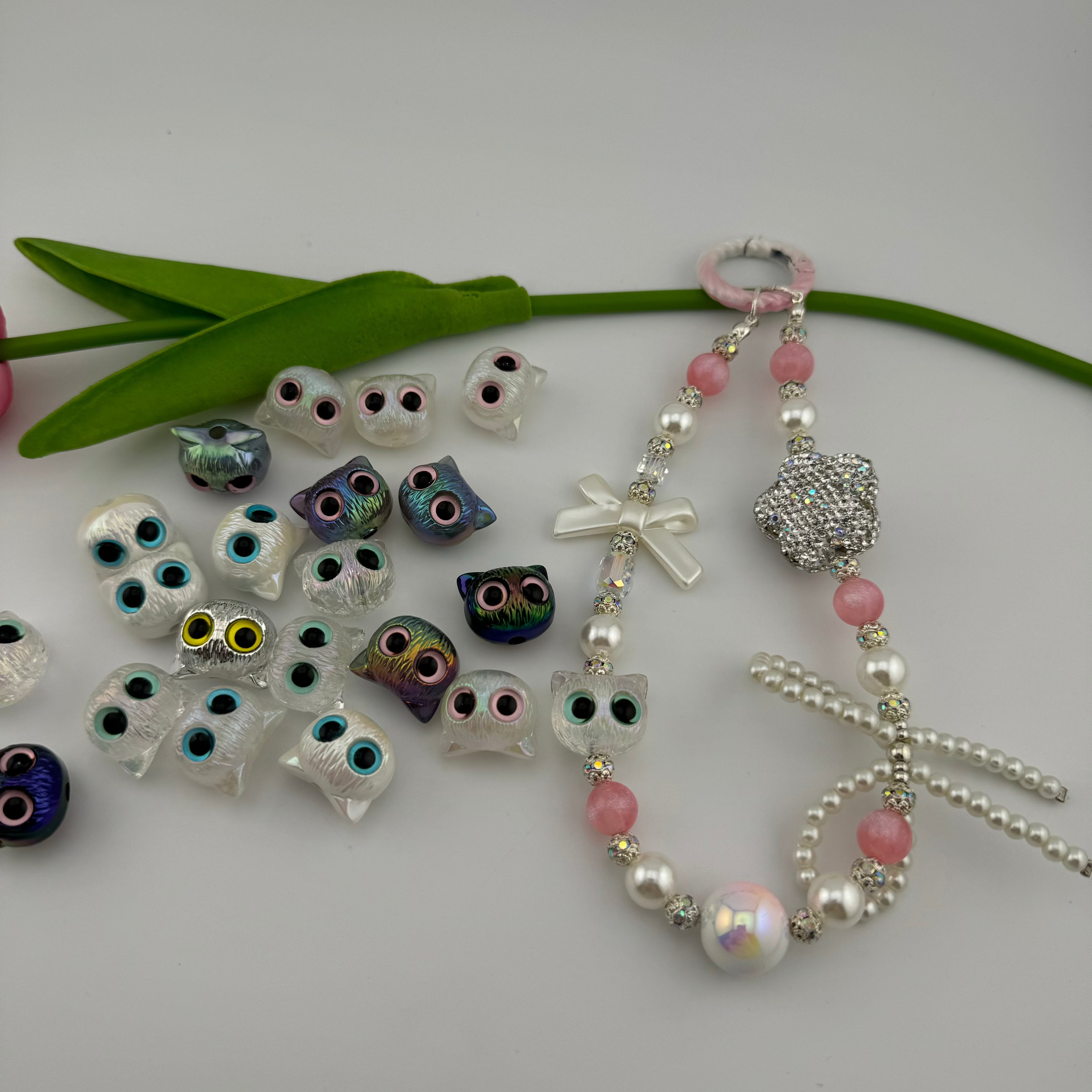 FS0929- Mixed Color Owl Acrylic Beads Fit For Beadable Pens Zoe's DIY Shop