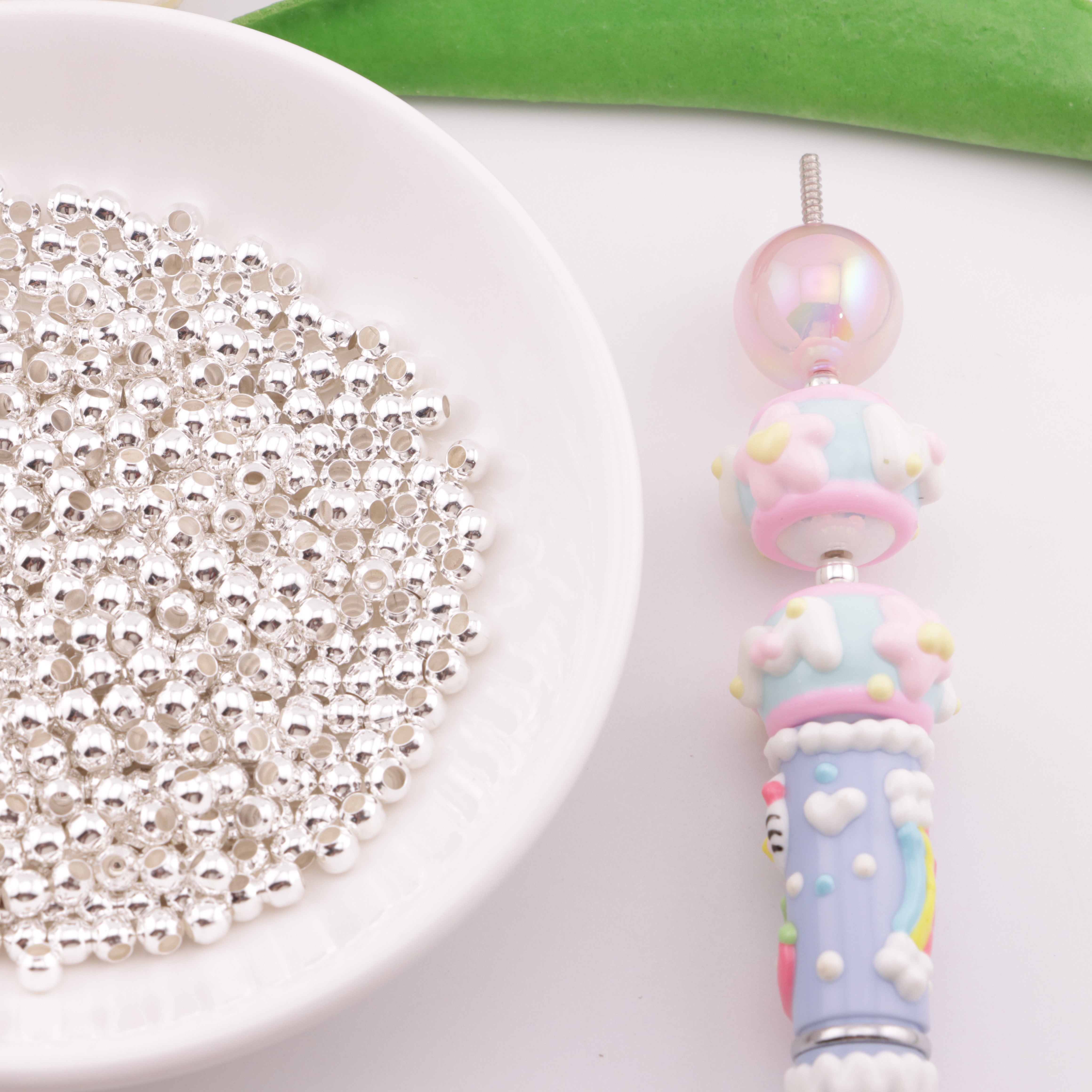 FS6137- 4mm Copper Metal Spacer Beads Fit For Pen