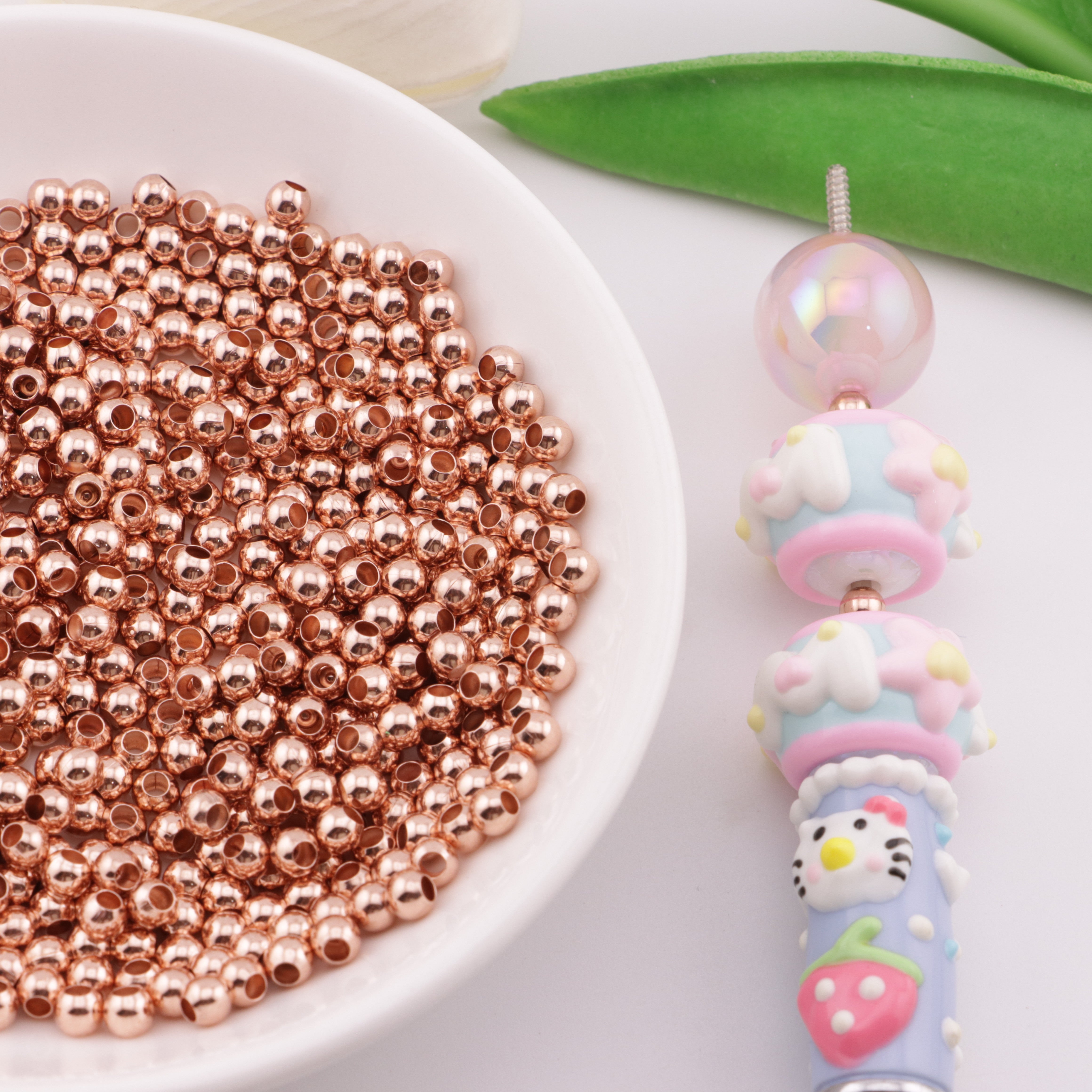 FS6137- 4mm Copper Metal Spacer Beads Fit For Pen