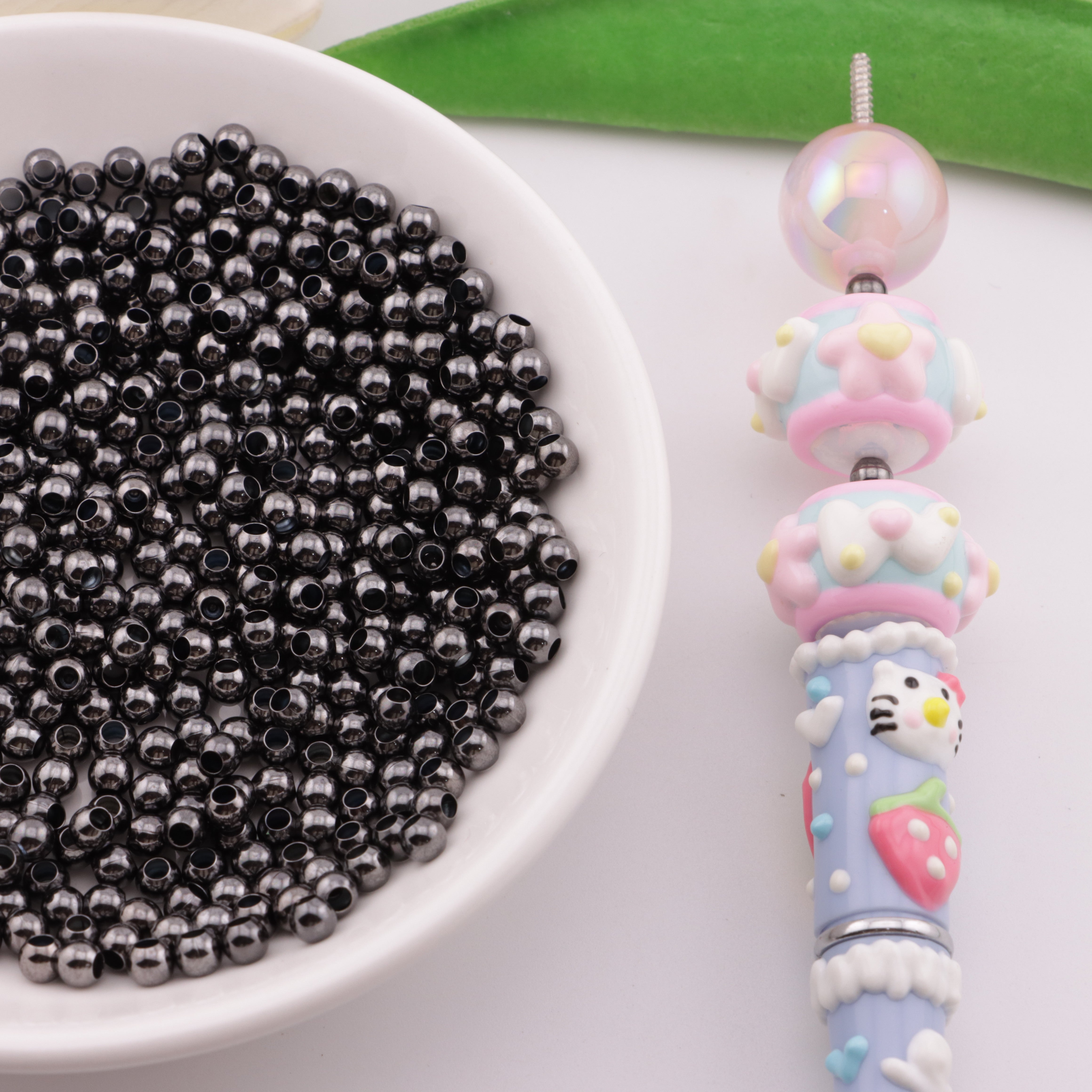 FS6137- 4mm Copper Metal Spacer Beads Fit For Pen