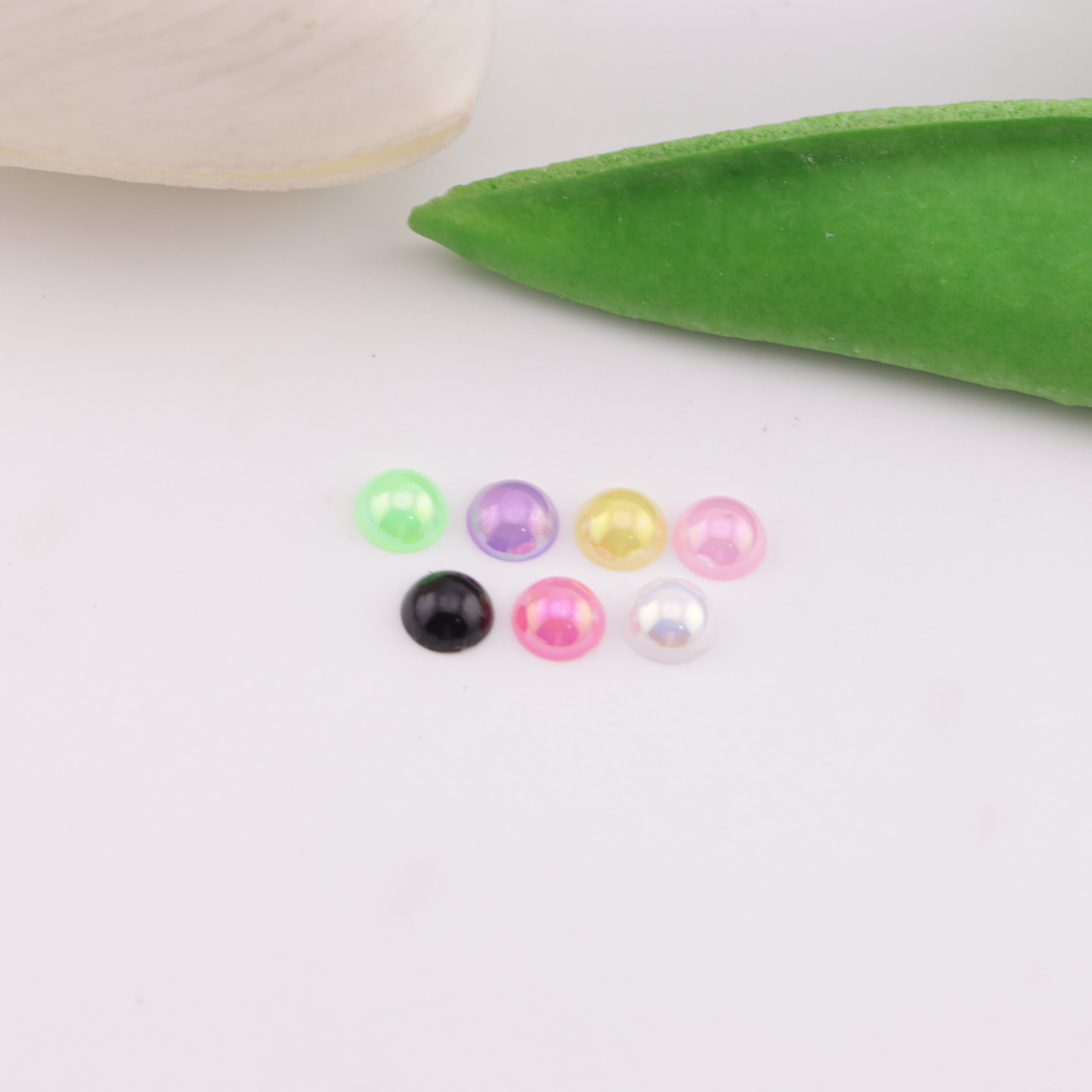 FS3640- 5mm Ab Color Half Round Pearl Colored Plated Half Round Pearl