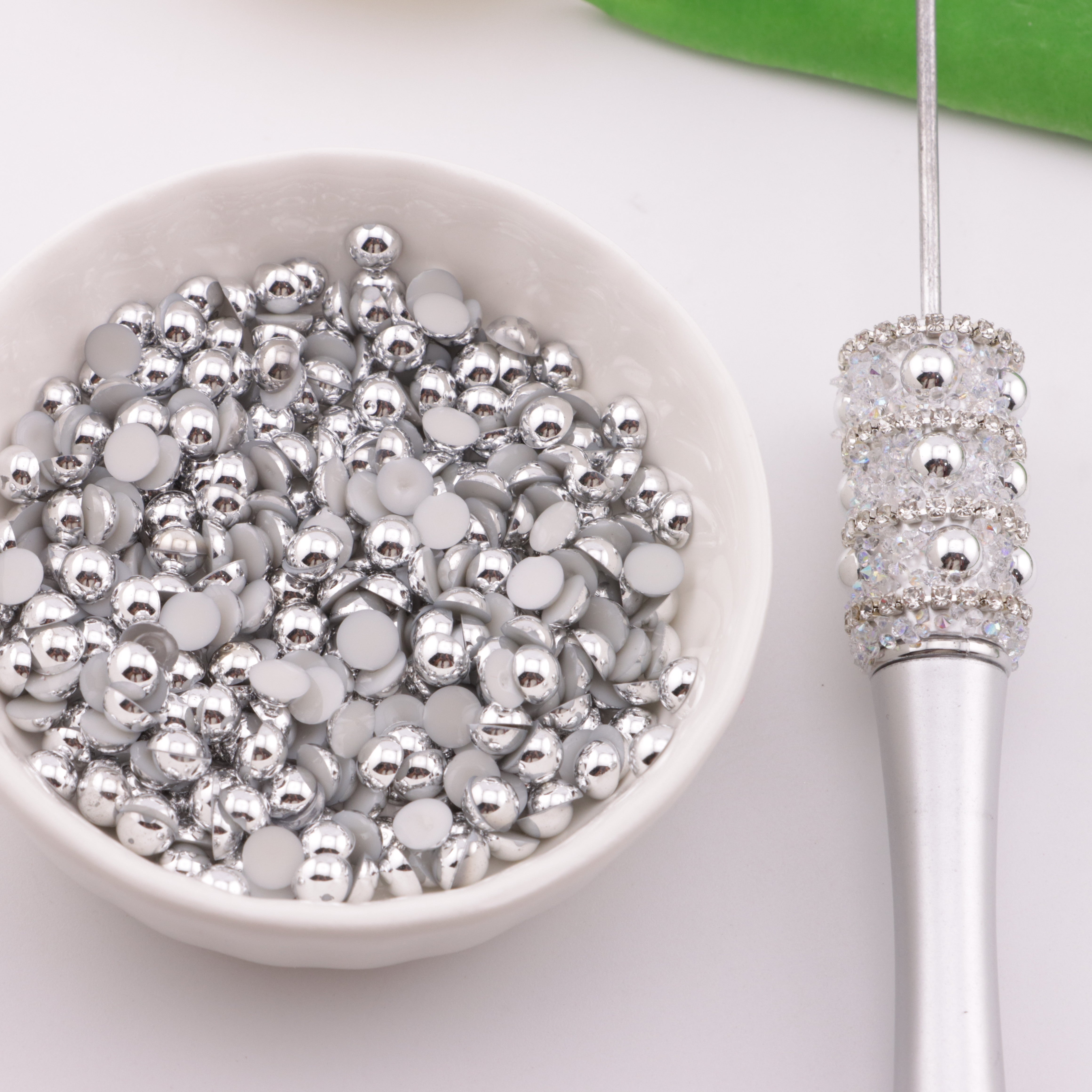 FS3640- 5mm Ab Color Half Round Pearl Colored Plated Half Round Pearl