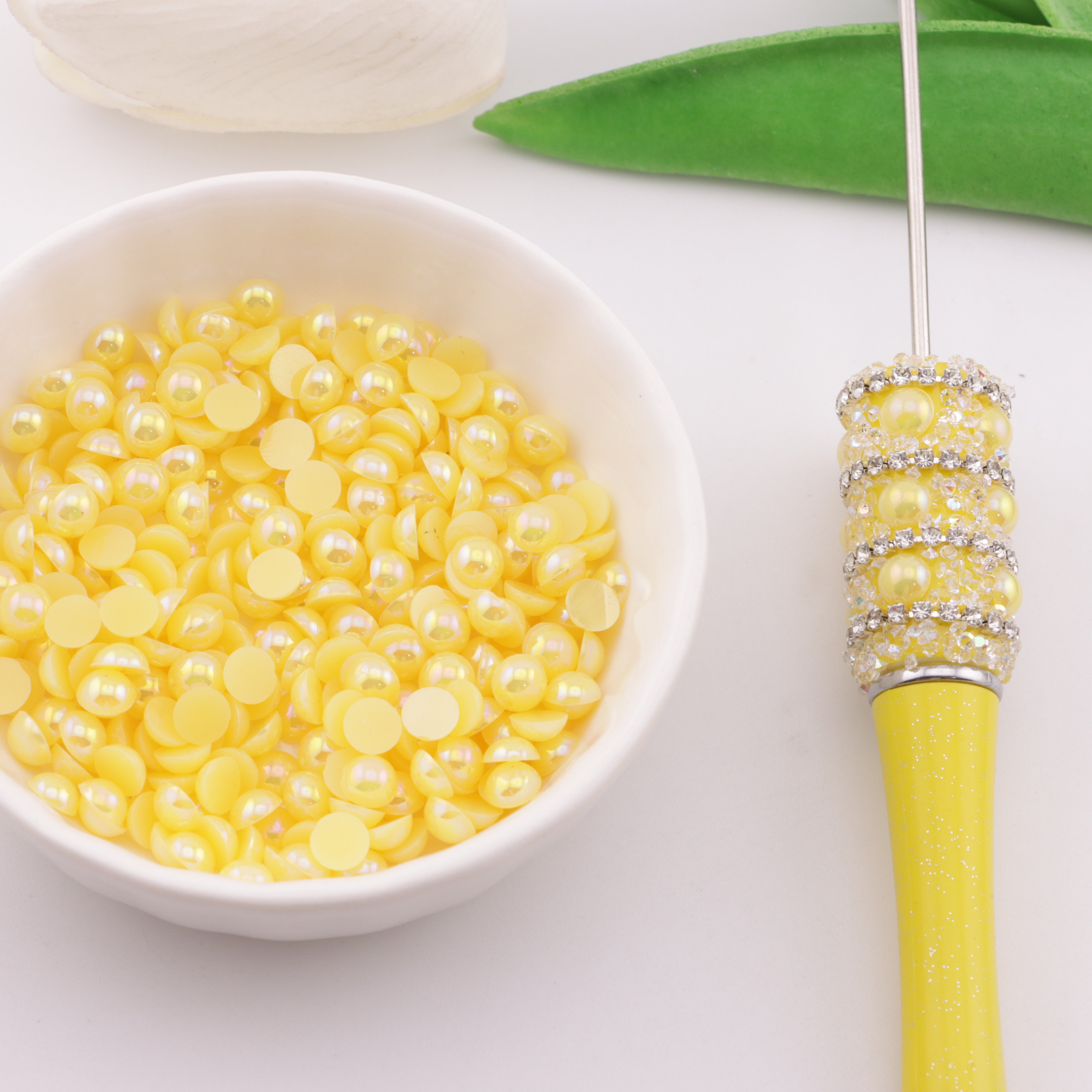 FS3640- 5mm Ab Color Half Round Pearl Colored Plated Half Round Pearl