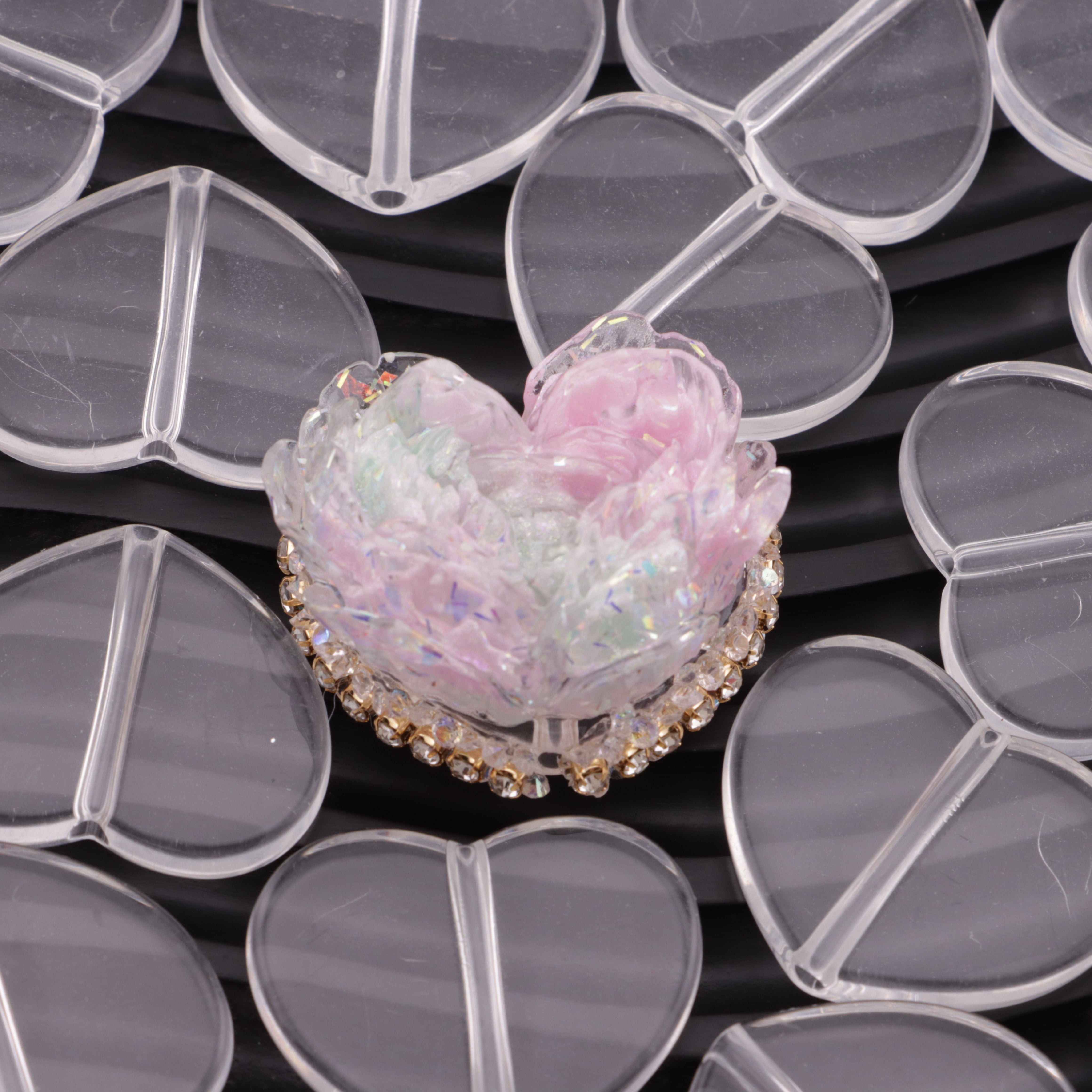 FS6151- 25*31Mm Heart Plate Based Beads, Heart-Shaped Round Plate Bottom Beads