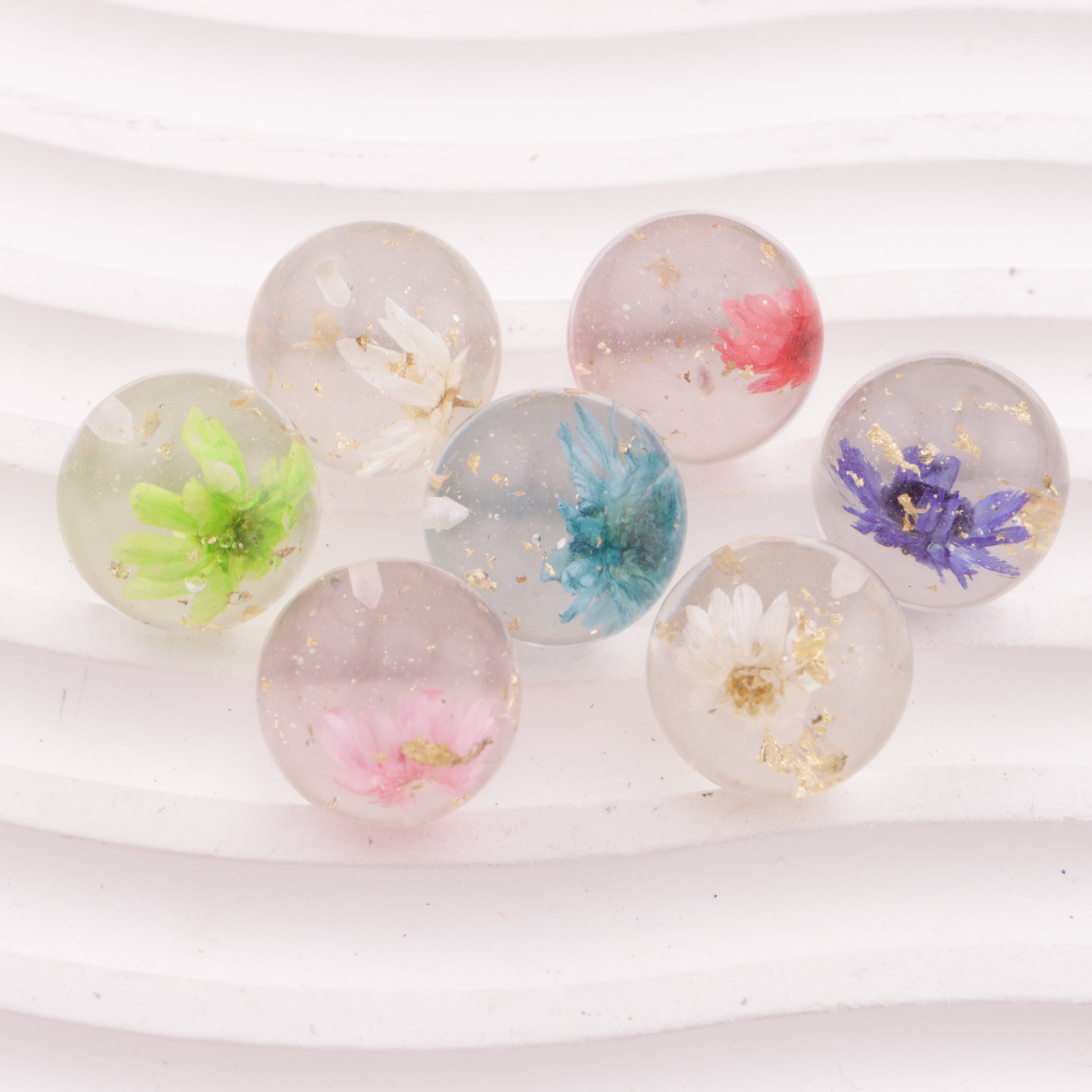 FS6145- 16mm Dried Flower Half Hole Beads Dry Flower Hanging Hole Beads