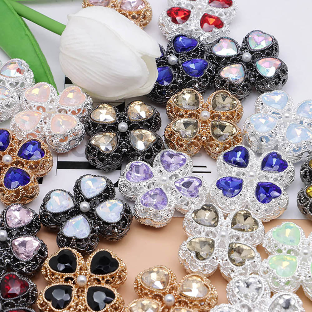 FS0953- Mixed Color Silver Clover Crystal Alloy Diamond Ball Beads Fit For Beadable Pens