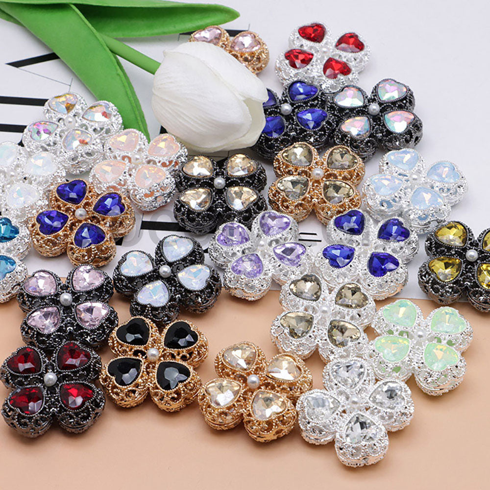 FS0953- Mixed Color Silver Clover Crystal Alloy Diamond Ball Beads Fit For Beadable Pens