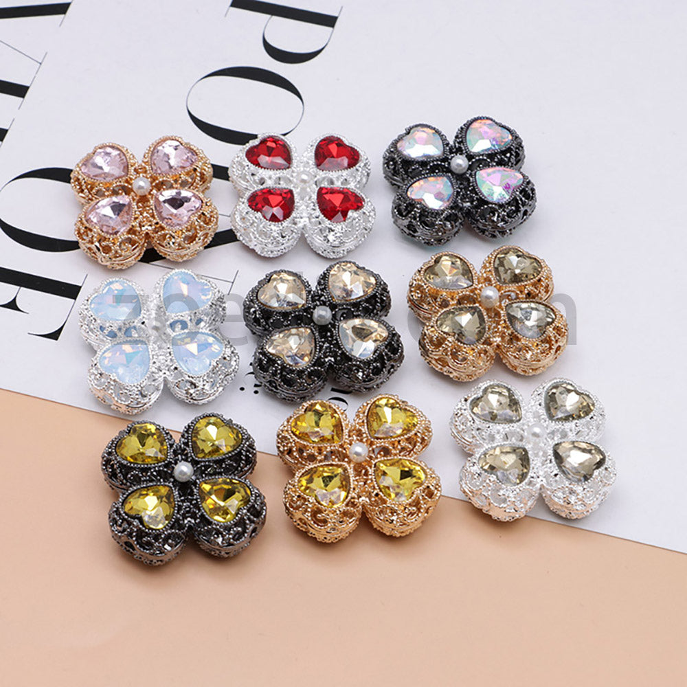 FS0953- Mixed Color Silver Clover Crystal Alloy Diamond Ball Beads Fit For Beadable Pens
