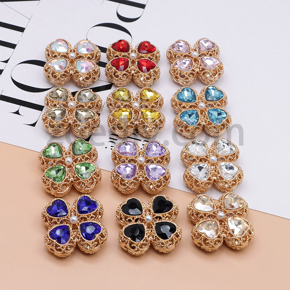 FS0953- Mixed Color Silver Clover Crystal Alloy Diamond Ball Beads Fit For Beadable Pens
