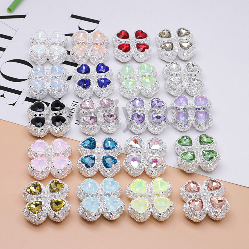 FS0953- Mixed Color Silver Clover Crystal Alloy Diamond Ball Beads Fit For Beadable Pens