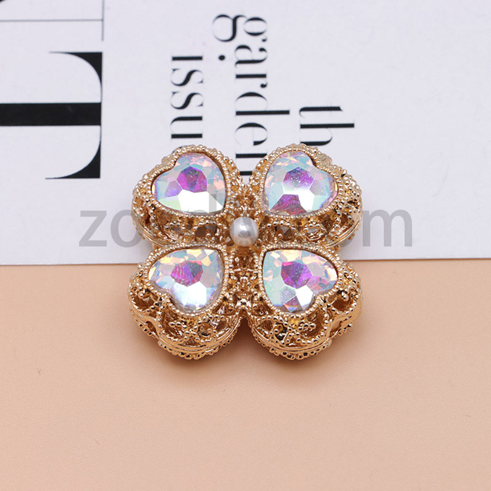 FS0953- Mixed Color Silver Clover Crystal Alloy Diamond Ball Beads Fit For Beadable Pens
