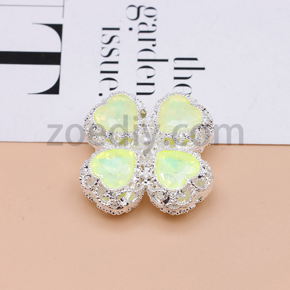 FS0953- Mixed Color Silver Clover Crystal Alloy Diamond Ball Beads Fit For Beadable Pens