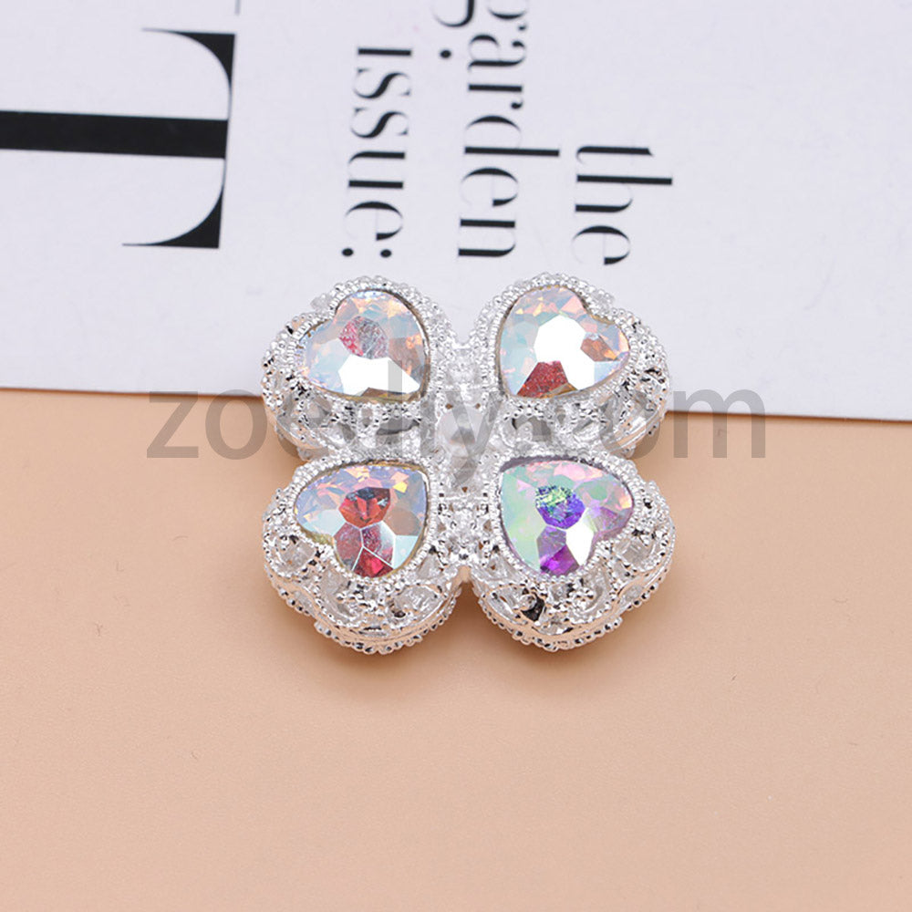 FS0953- Mixed Color Silver Clover Crystal Alloy Diamond Ball Beads Fit For Beadable Pens