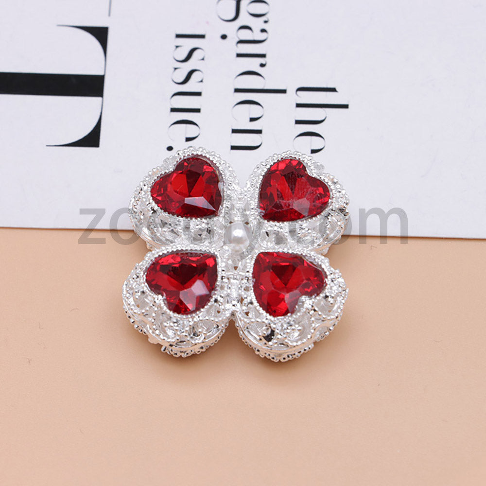 FS0953- Mixed Color Silver Clover Crystal Alloy Diamond Ball Beads Fit For Beadable Pens