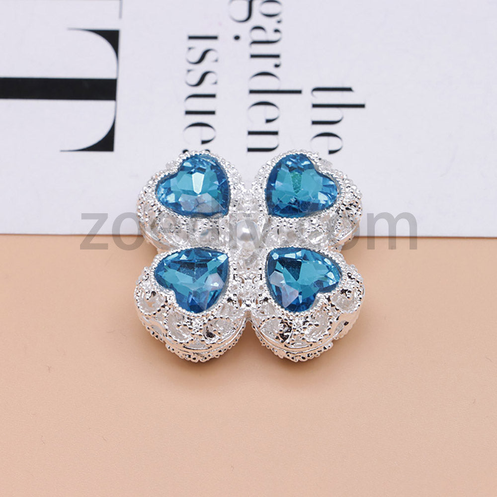 FS0953- Mixed Color Silver Clover Crystal Alloy Diamond Ball Beads Fit For Beadable Pens