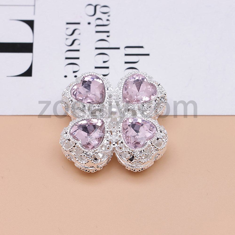 FS0953- Mixed Color Silver Clover Crystal Alloy Diamond Ball Beads Fit For Beadable Pens