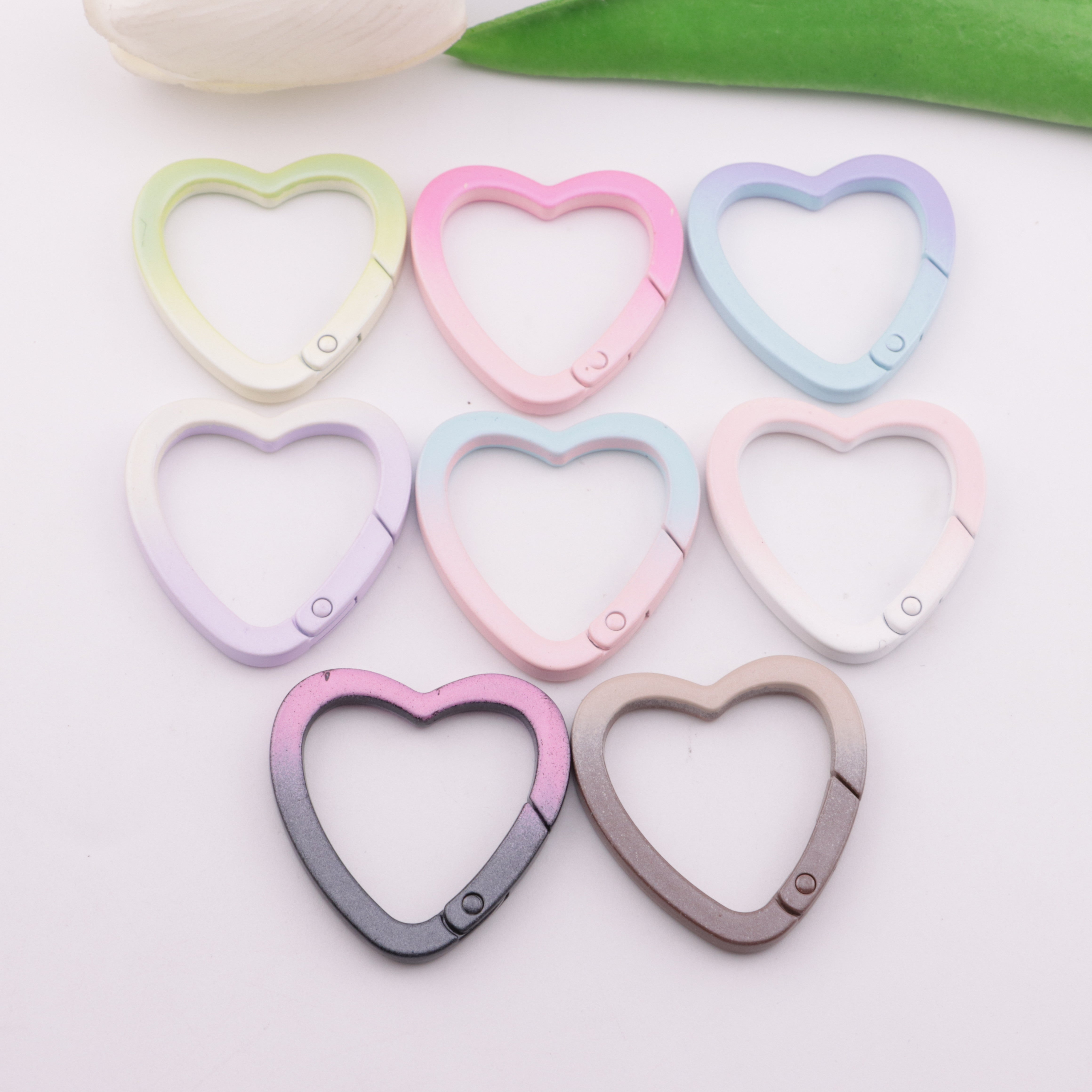 FS6197- 34×34mm Heart Gradient-Color Keychain Ring Gradient-Color Heart Keychain