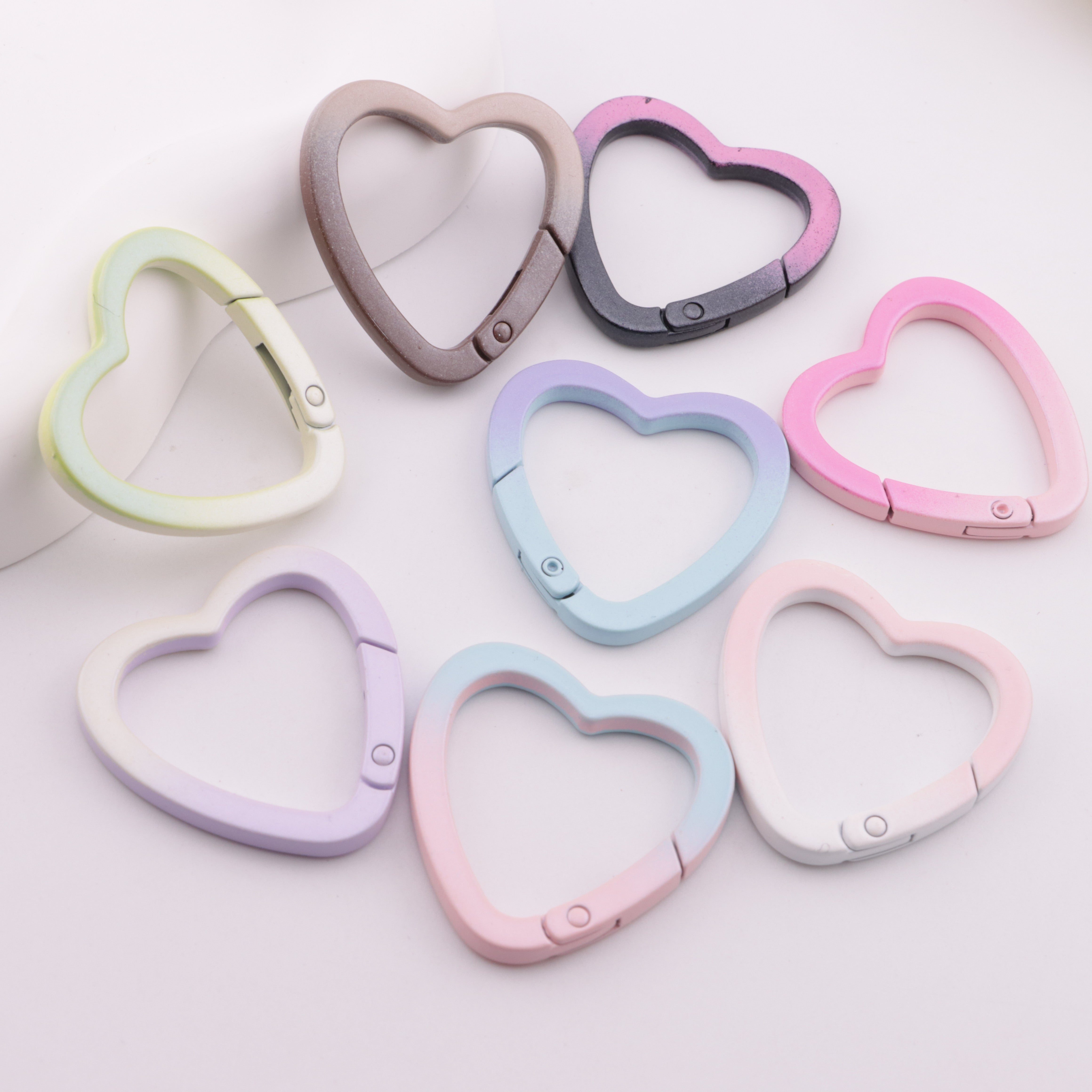 FS6197- 34×34mm Heart Gradient-Color Keychain Ring Gradient-Color Heart Keychain