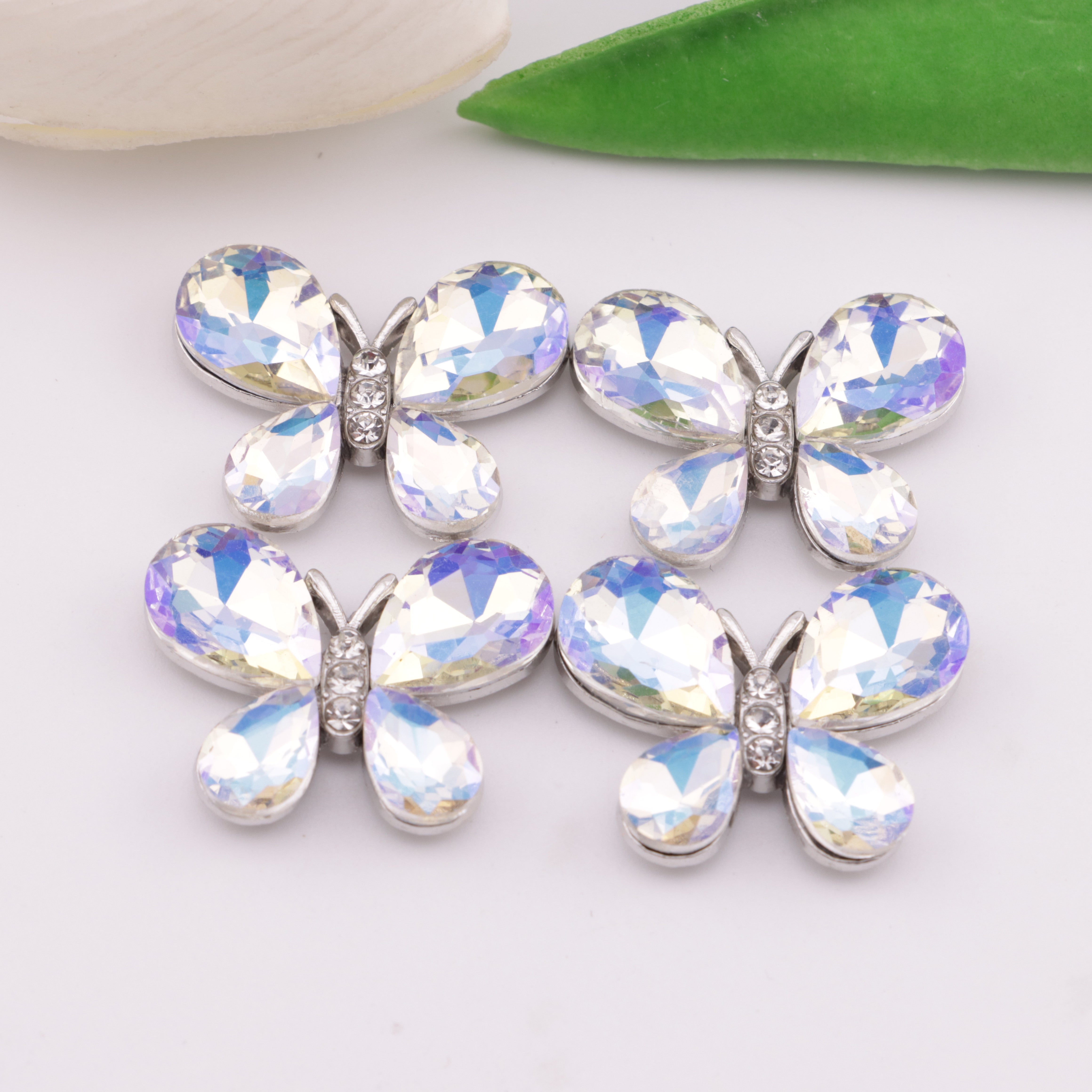 FS6194- 21×27mm Butterfly Metal Charms Butterfly Rhinestone Metal Patches