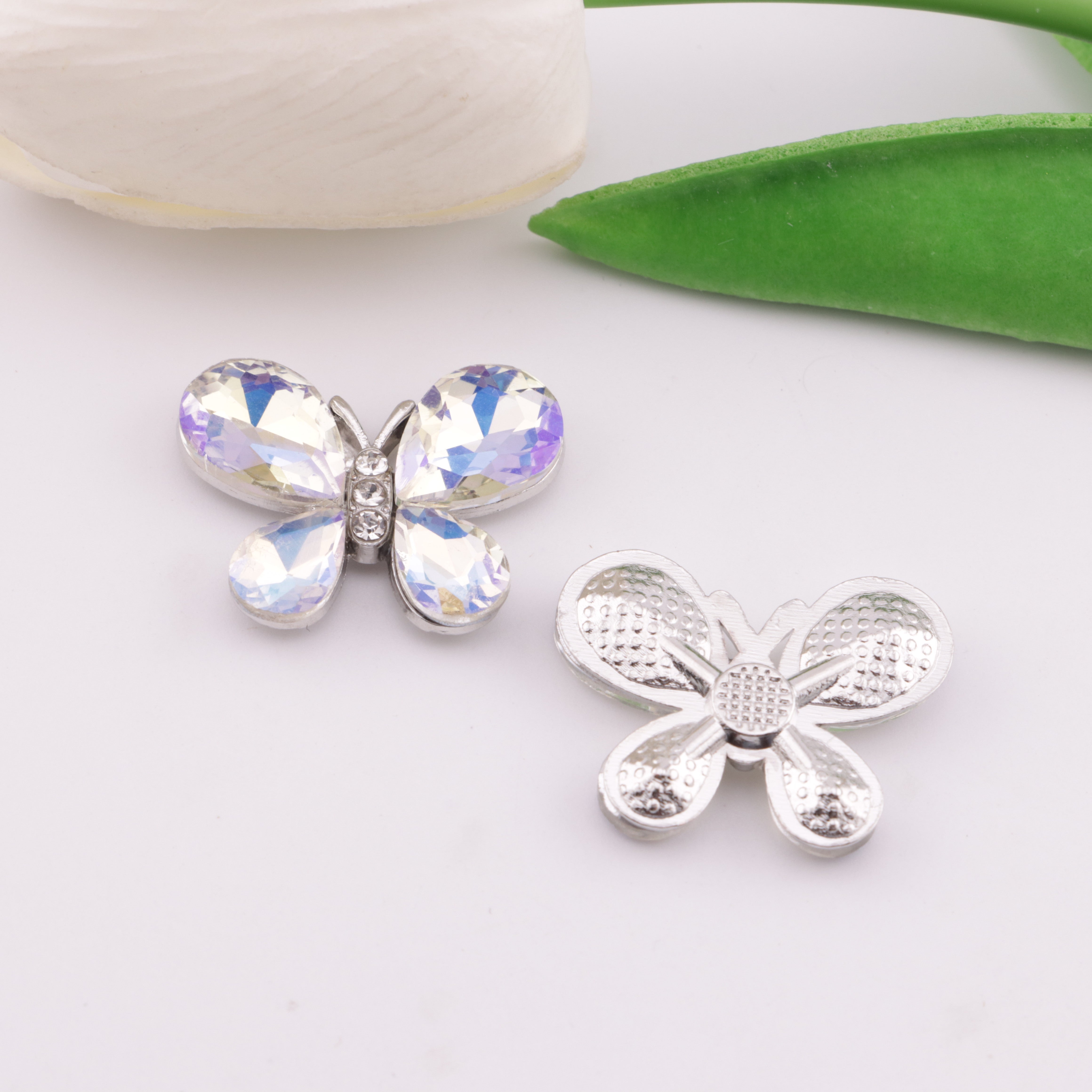 FS6194- 21×27mm Butterfly Metal Charms Butterfly Rhinestone Metal Patches