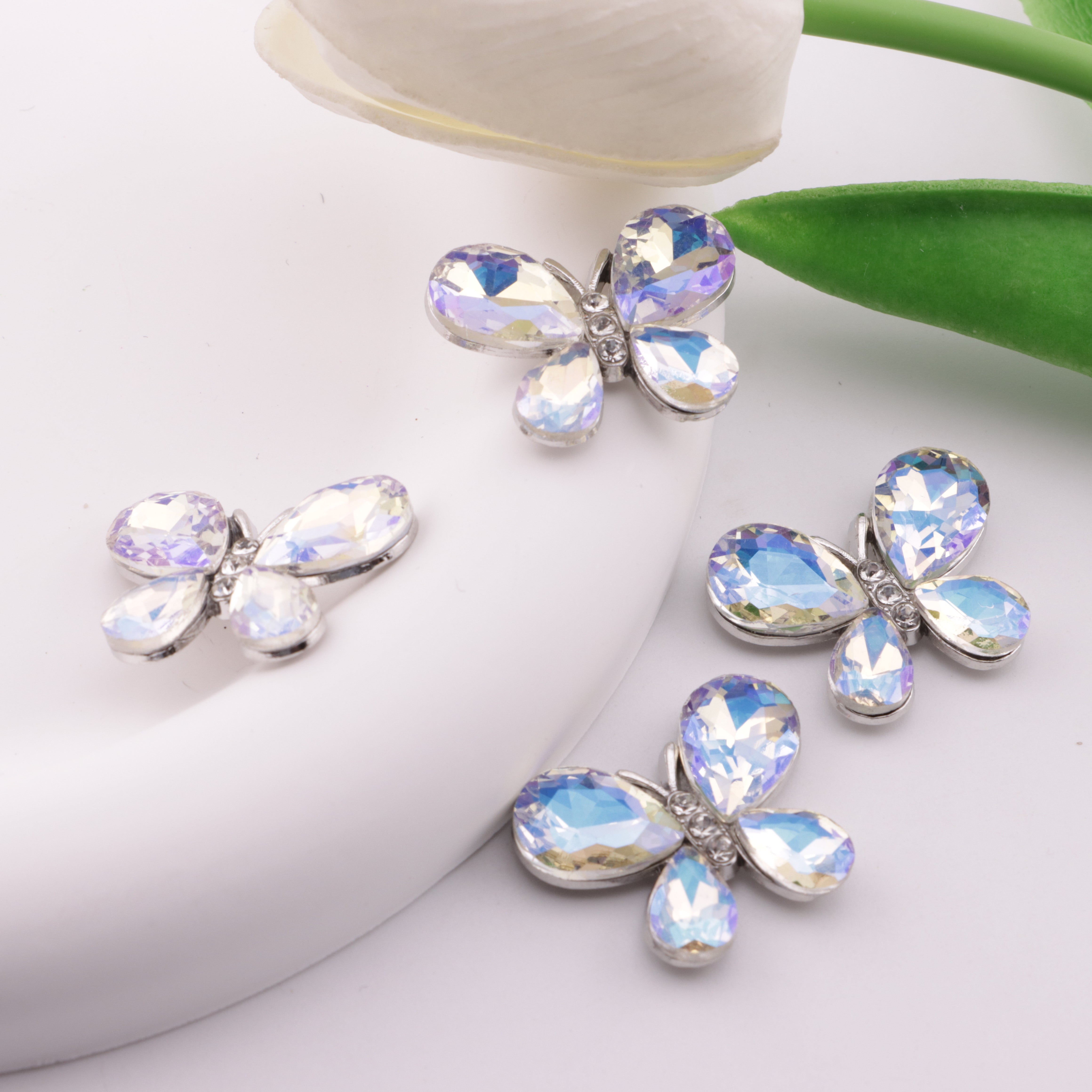 FS6194- 21×27mm Butterfly Metal Charms Butterfly Rhinestone Metal Patches