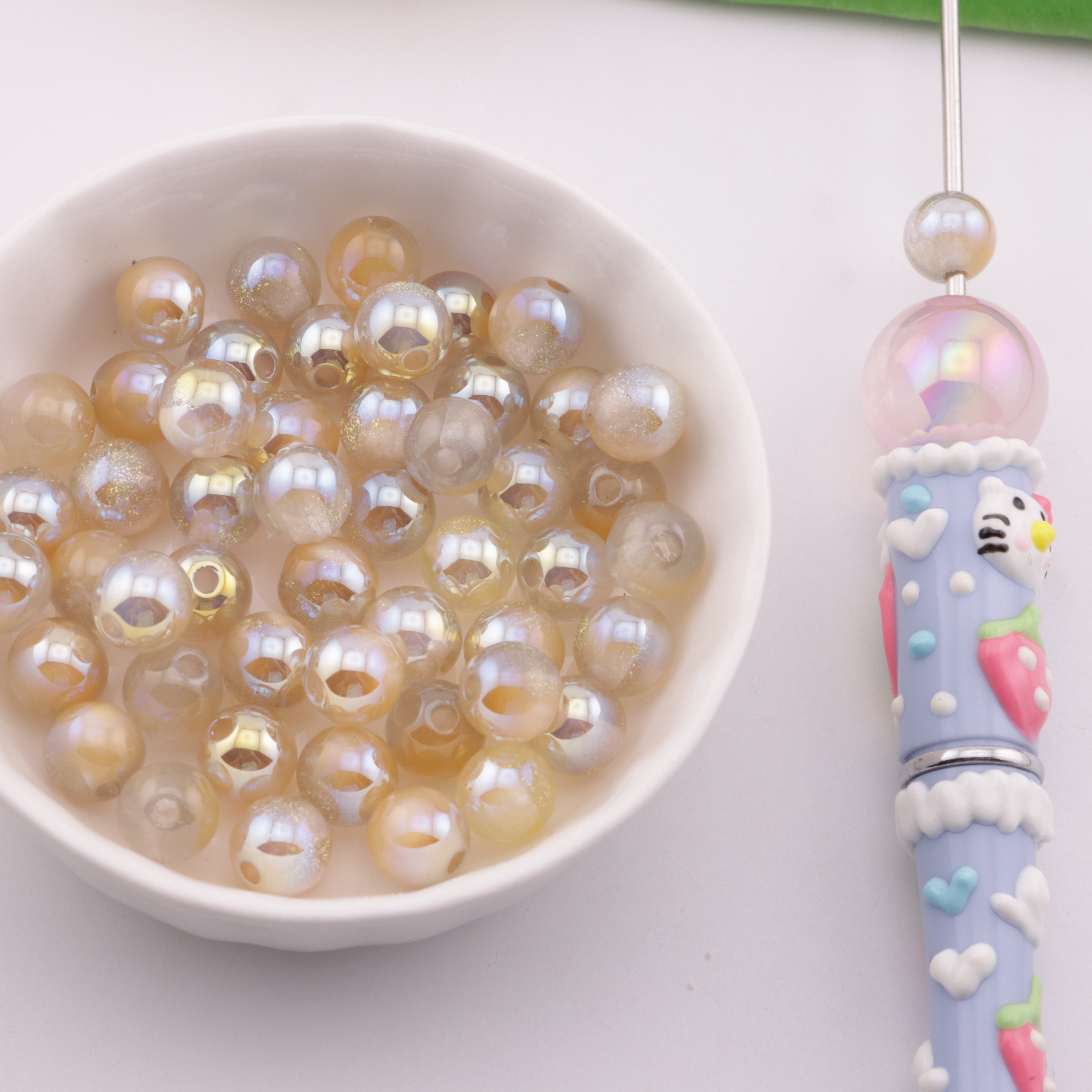 FS6185- 8mm Uv Color Changing Beads Fine Glitter Changing Beads Fit For Pen