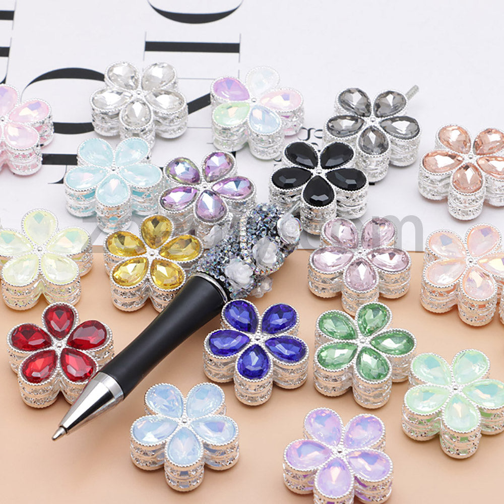 FS1642-25MM Mocha Diamond Flower Metal Beads Fit For Beadable Pen