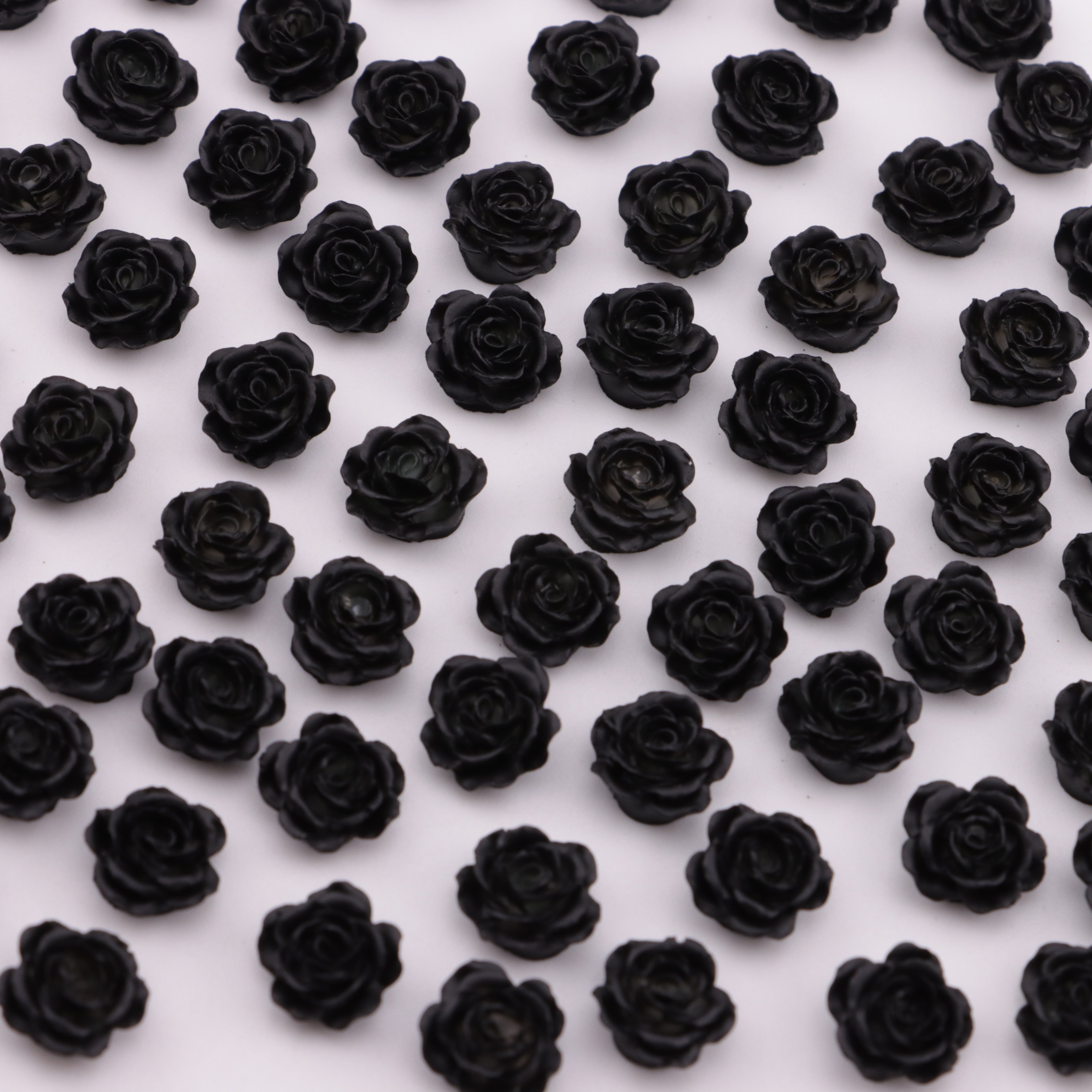FS6288- 8mm Black Soft Flower Charms Pure Black Soft Flower Patches