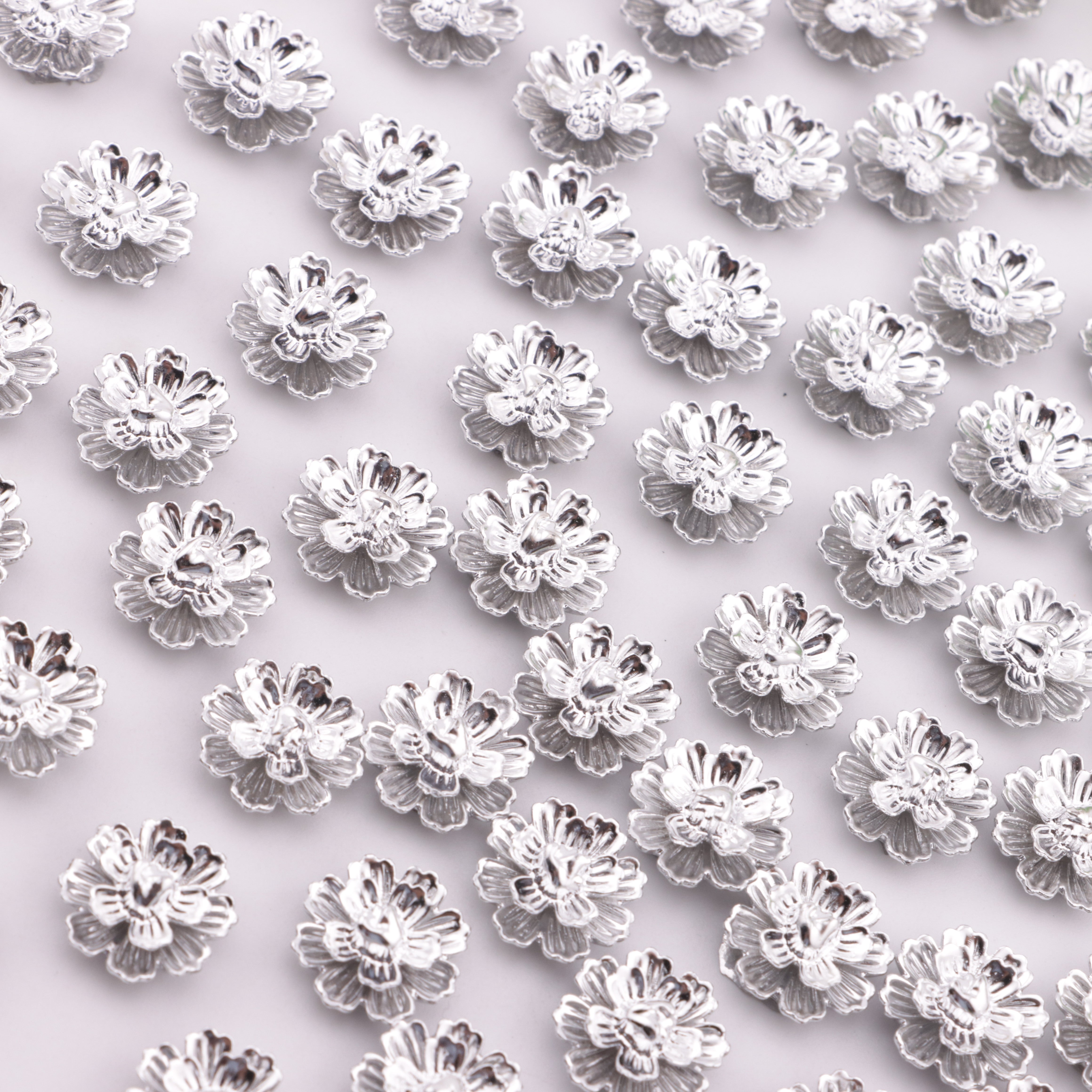 FS6290- About 13mm Silver Soft Flower Charms, Silver Soft Flower Patches