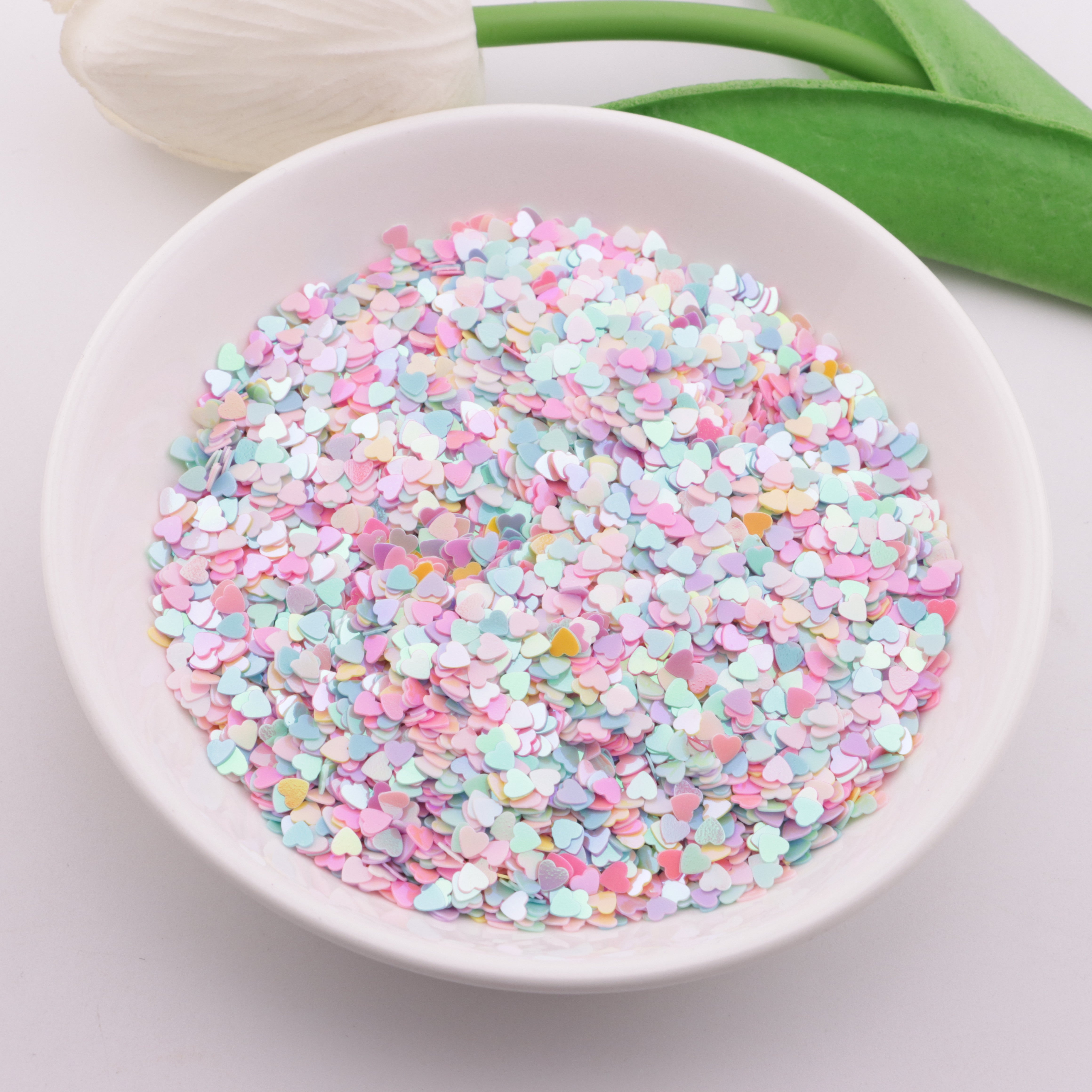 FS6300- About 9×10mm Luminous Heart Charms Glow-In-The-Dark Heart Embedded Flower Patches