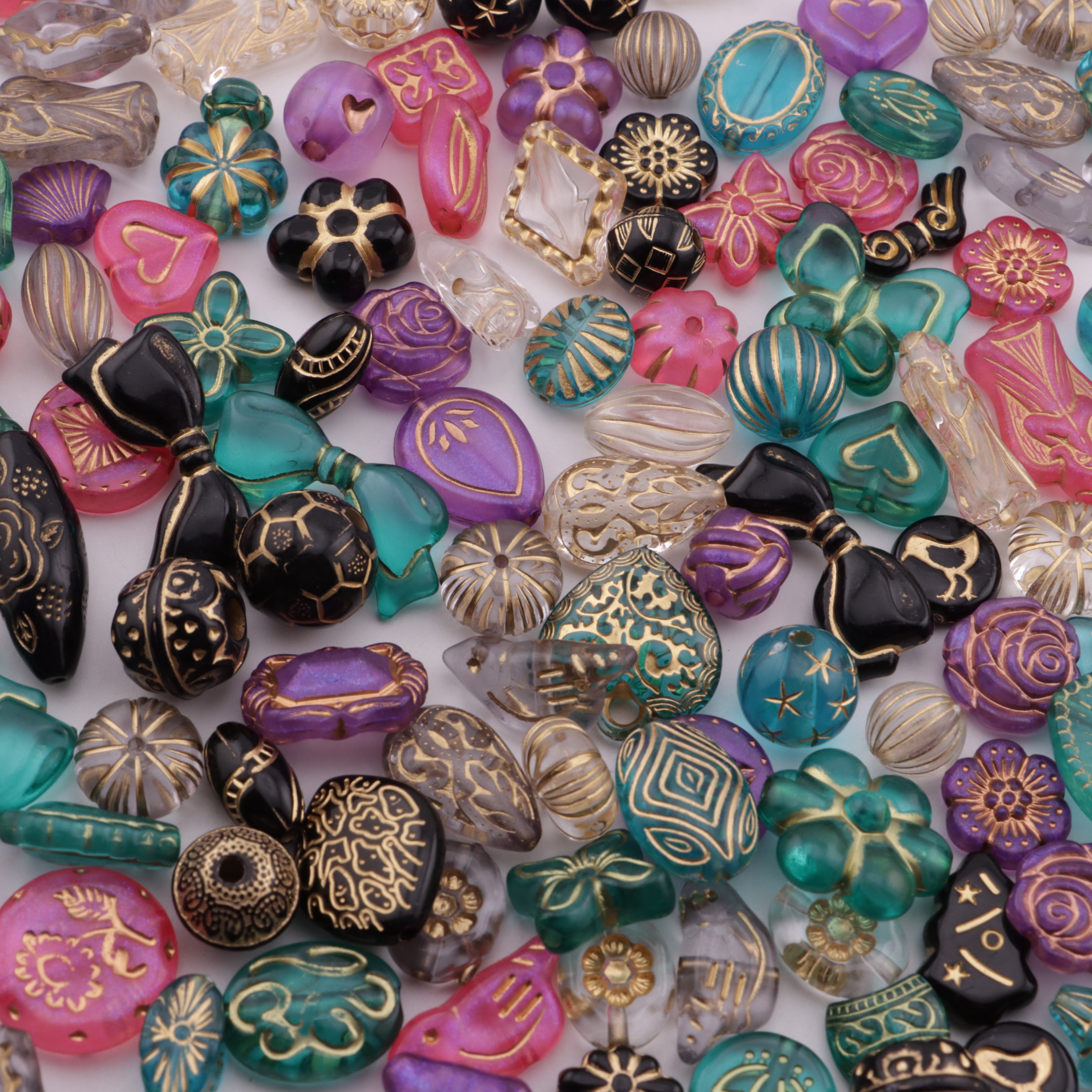 FS6297- Mixed Style Gold Line Beads