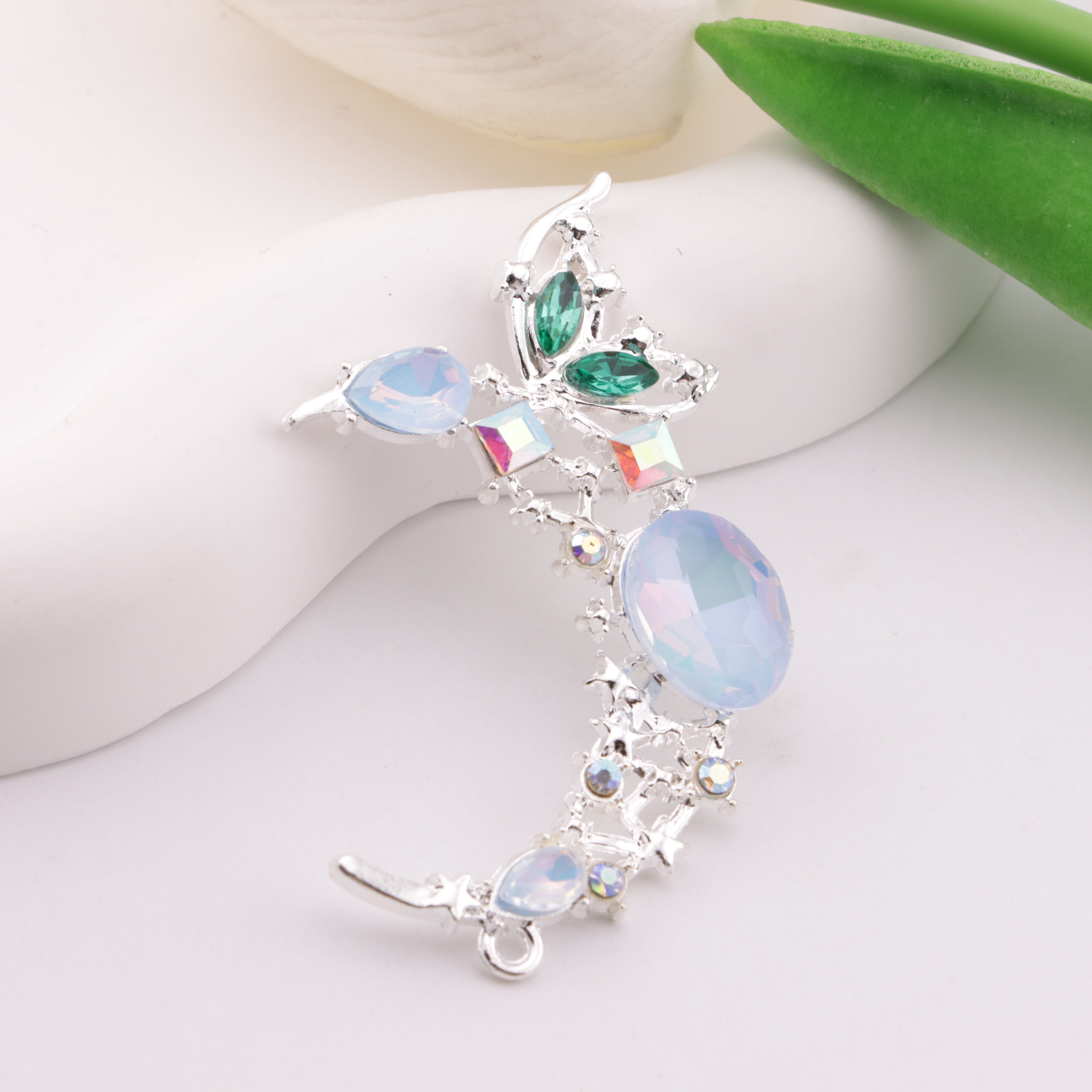 FS6346- 55×33mm Butterfly Moon Metal Beads Butterfly Moon Metal Patches