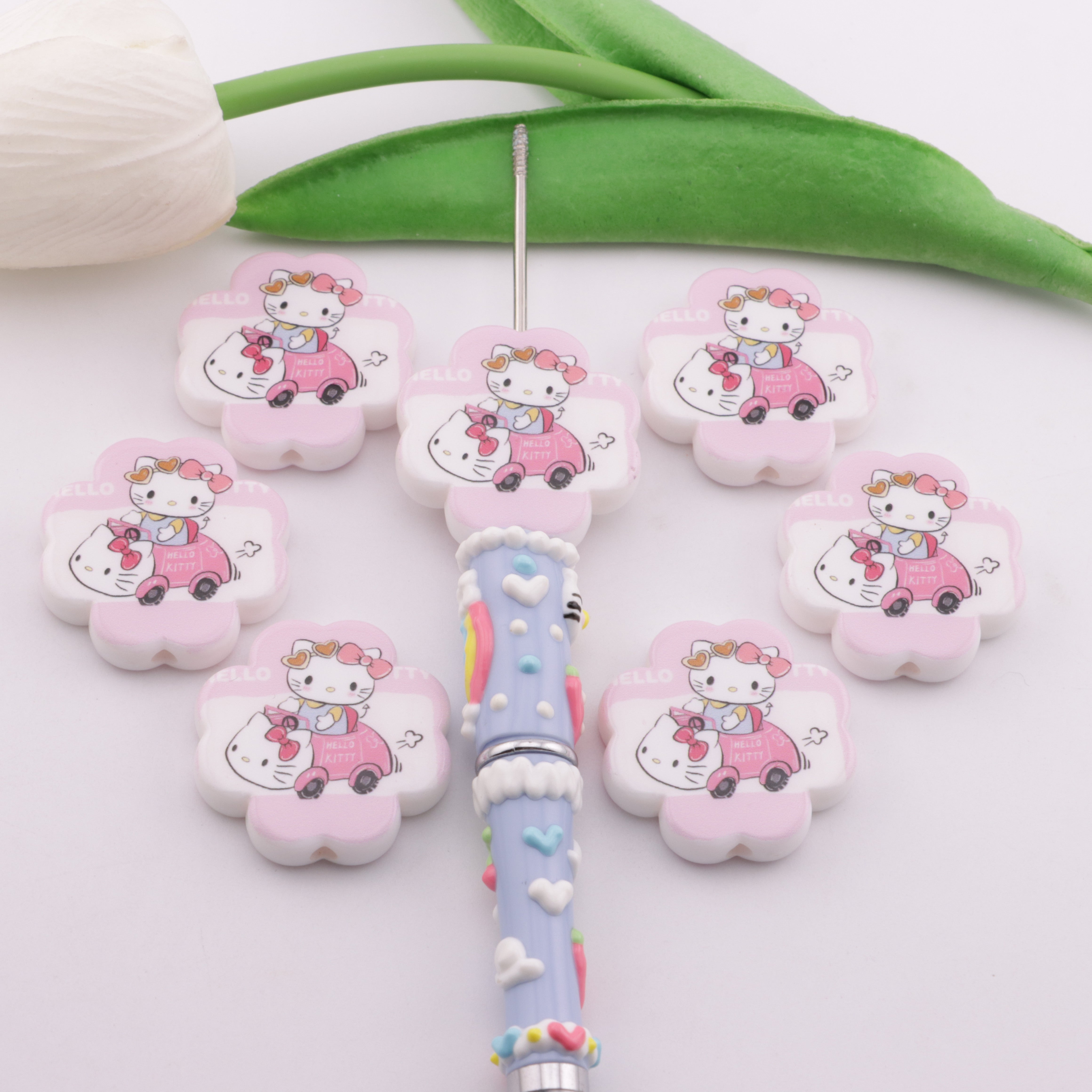 FS6345- 30*30Mm Hk 8 Petal Flower Plate Beads Eight-Petal Flower Kitty Beads