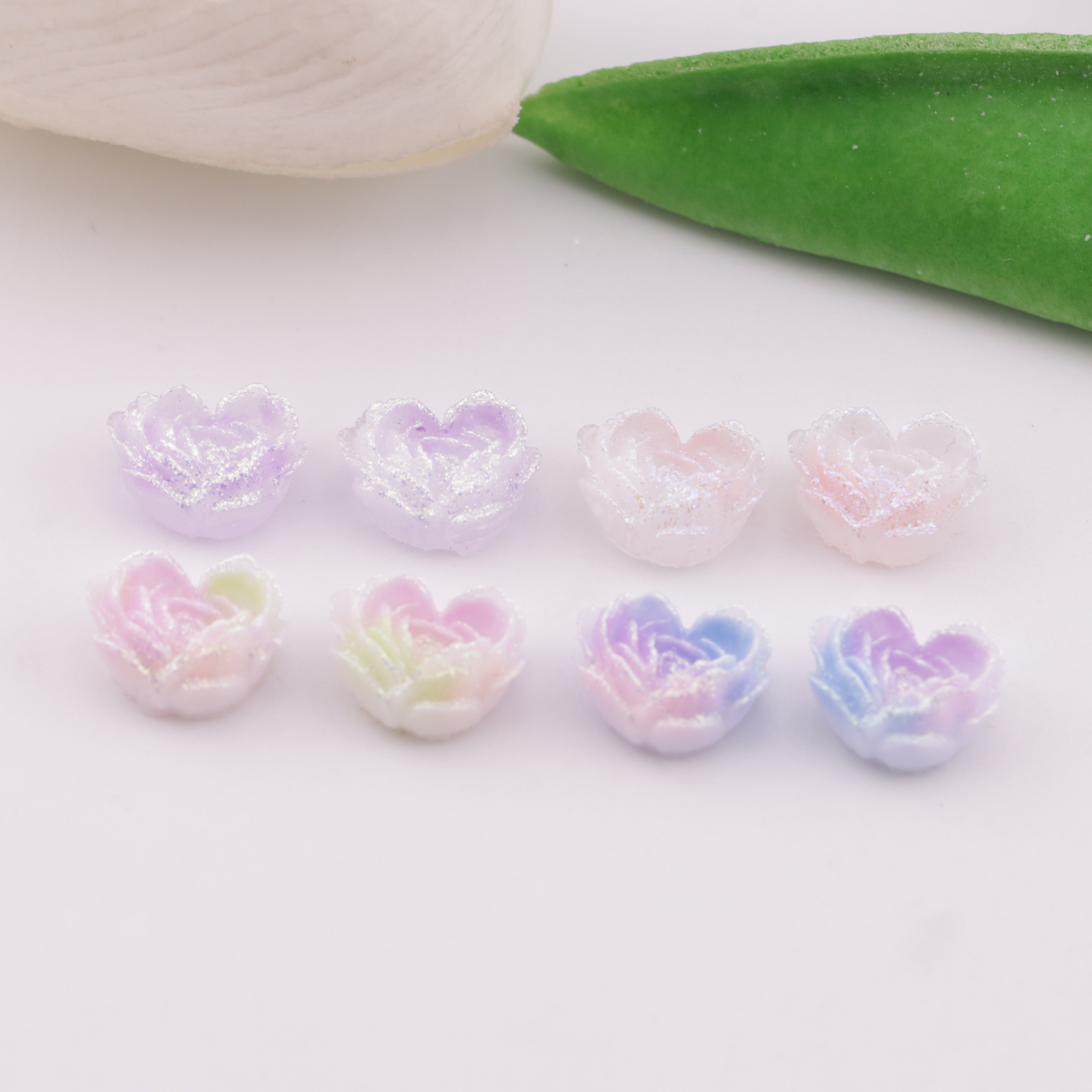 FS6352- About 9×10mm Light - Color Luminous Heart Soft Flower Charms