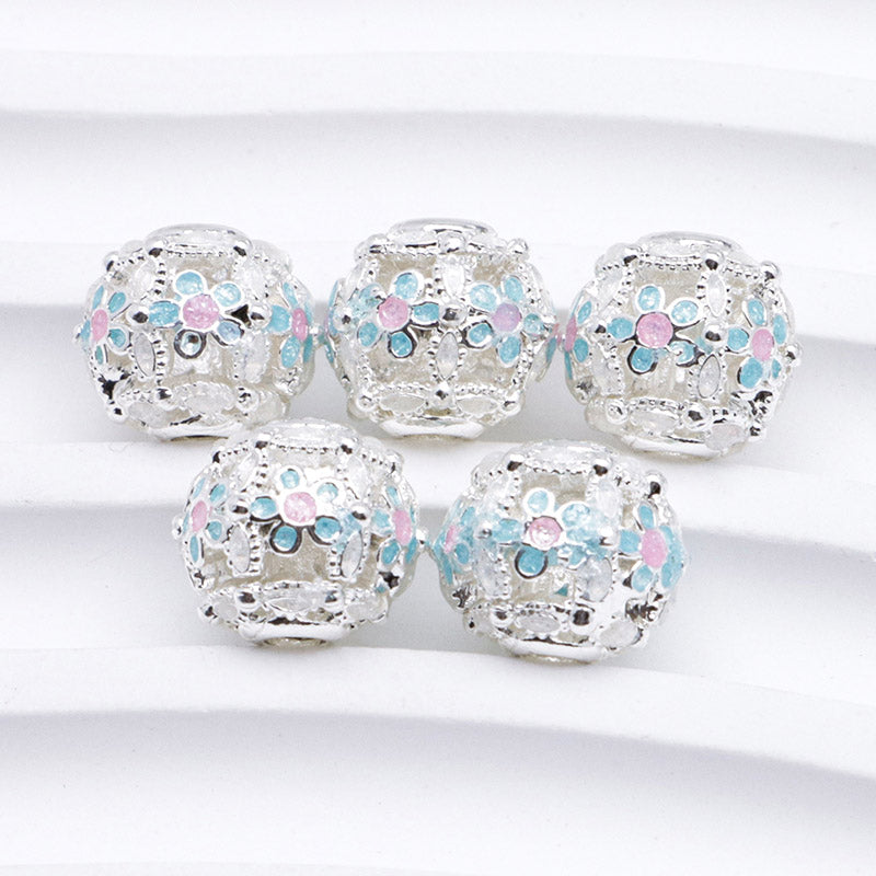 FS5099- 10mm Heart 5 Petal Metal Beads Love - Pearl Five - Petal Flower Alloy Beads Fit For Pen