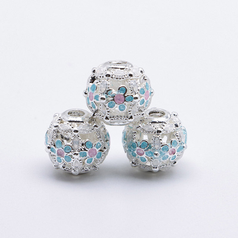 FS5099- 10mm Heart 5 Petal Metal Beads Love - Pearl Five - Petal Flower Alloy Beads Fit For Pen