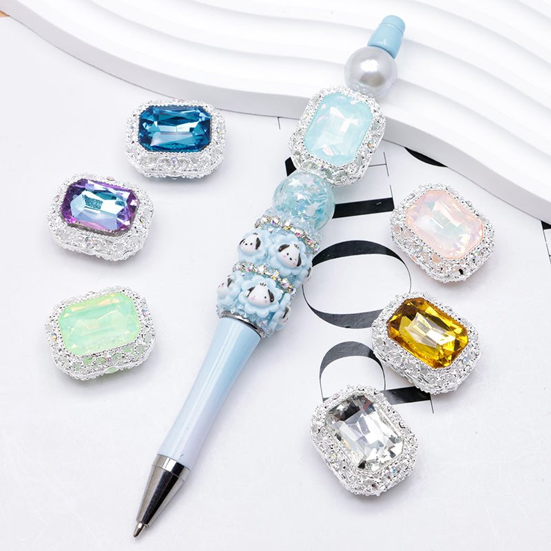 FS4849- Approximately 21×17mm Double-Sided Zirconium Diamond Alloy Beads Four-Way Pen-Passing