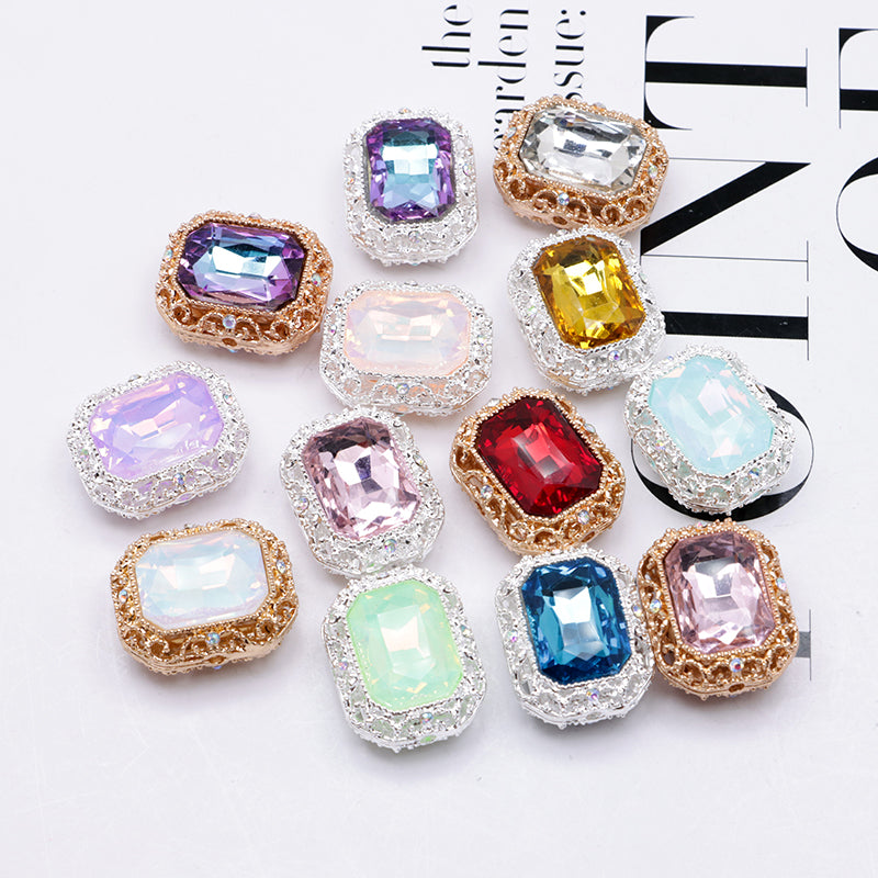 FS4849- Approximately 21×17mm Double-Sided Zirconium Diamond Alloy Beads Four-Way Pen-Passing