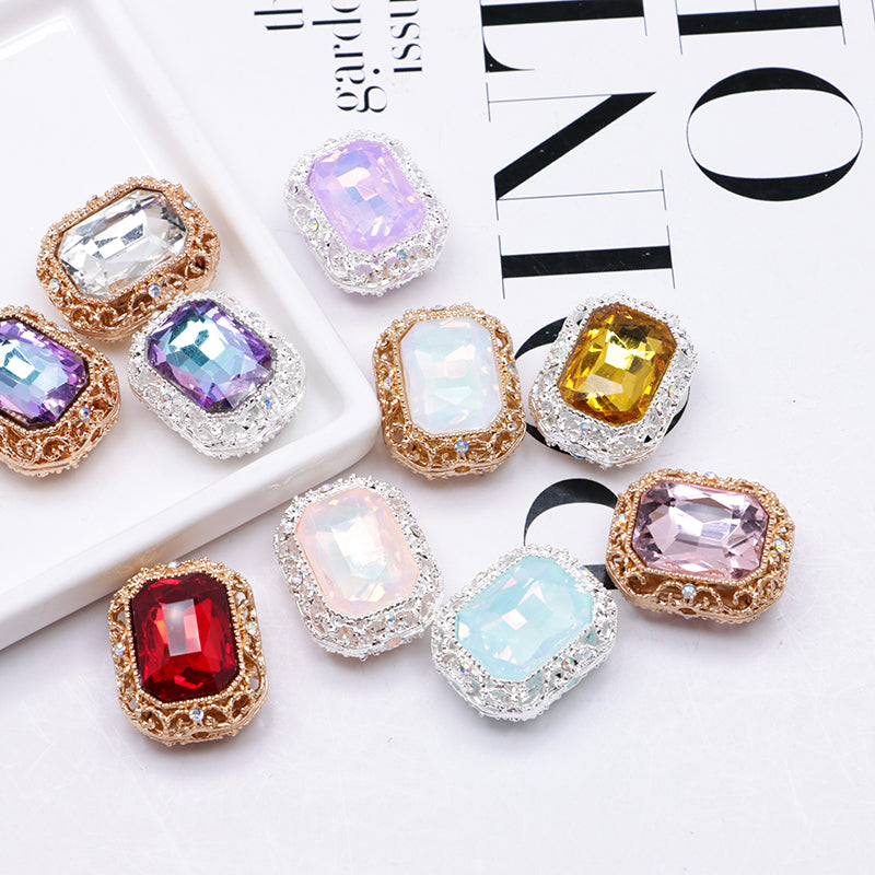 FS4849- Approximately 21×17mm Double-Sided Zirconium Diamond Alloy Beads Four-Way Pen-Passing